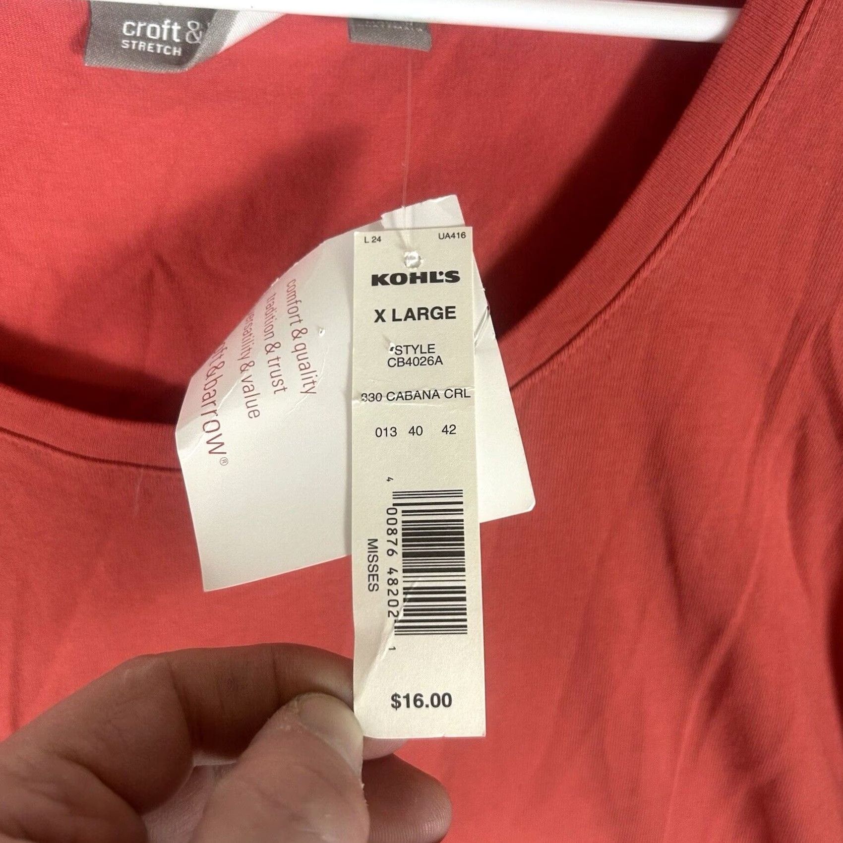 Croft & Barrow Croft & Barrow Womens XL T-Shirt Long Sleeve Solid Stretch NWT Orange Size XL / US 12-14 / IT 48-50 - 5 Thumbnail