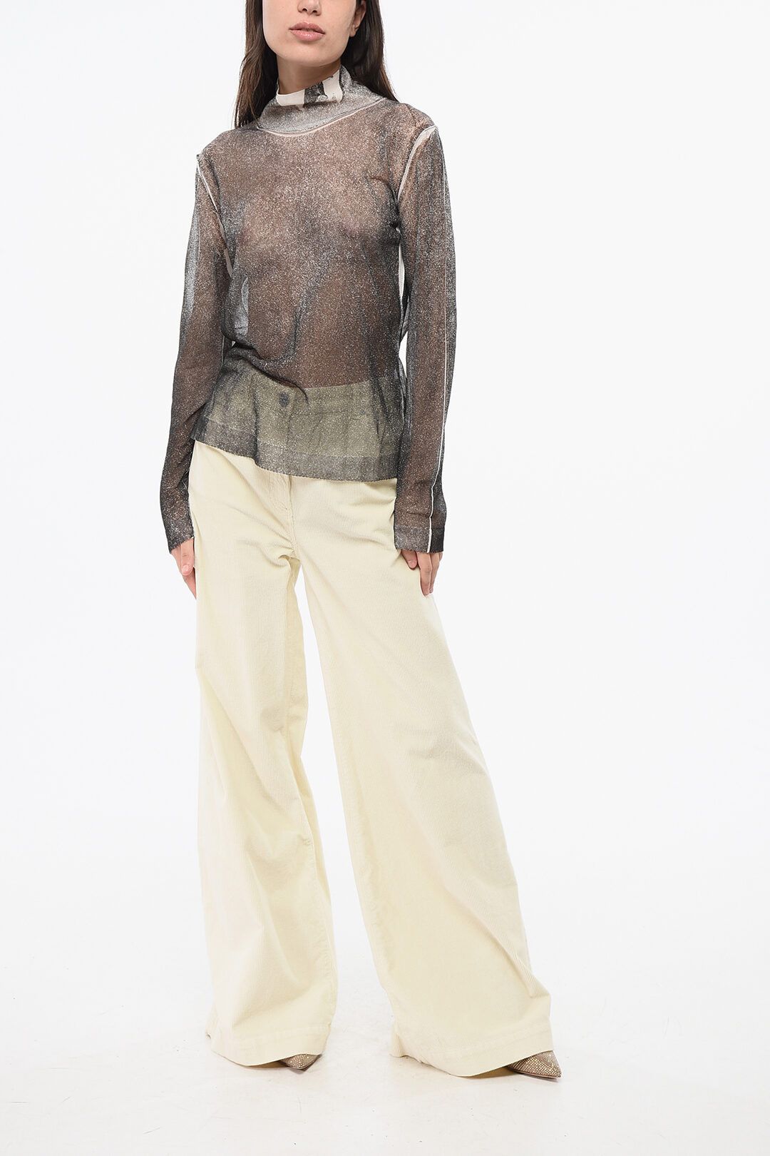 Maison Margiela og1mm0825 Turtleneck Silk Lightweight Sweater in Grey Size L / US 10 / IT 46 - 3 Thumbnail