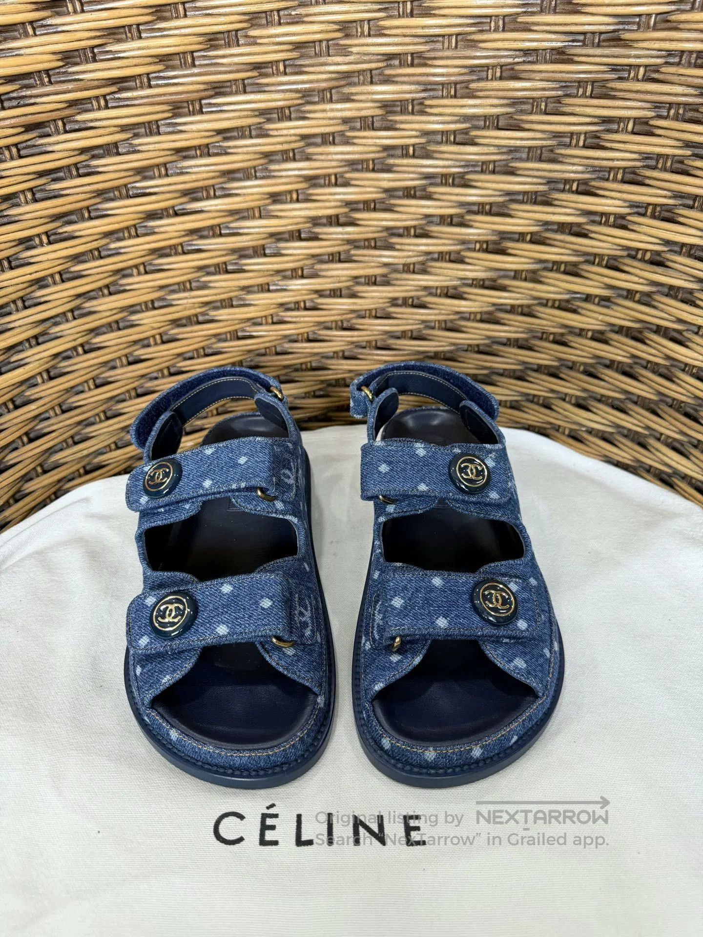 Chanel Chanel Blue Denim Monogram Slides. Size US 5 / IT 35 - 2 Thumbnail