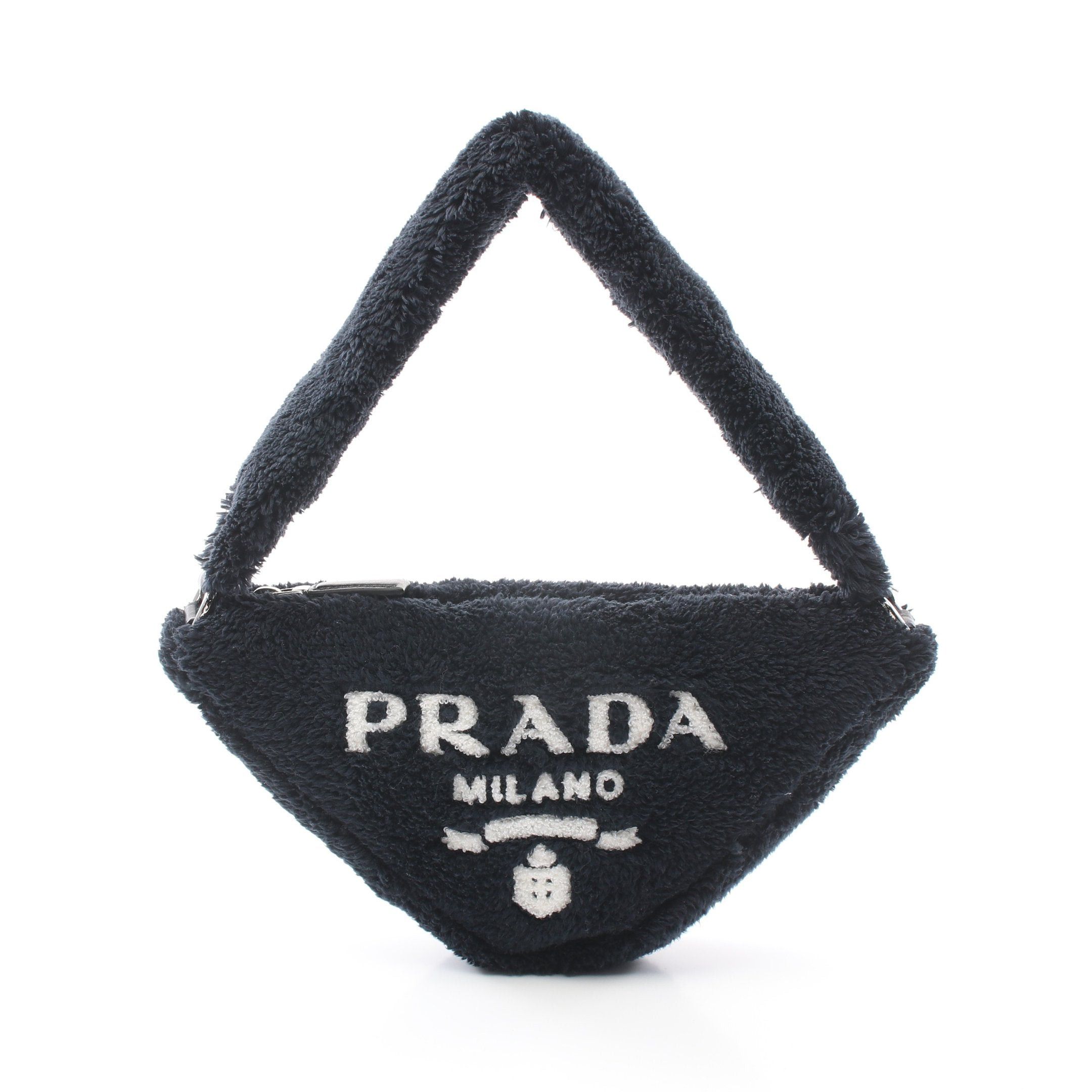 Prada Prada Terry Triangle Handbag Fabric Black Size ONE SIZE - 1 Thumbnail
