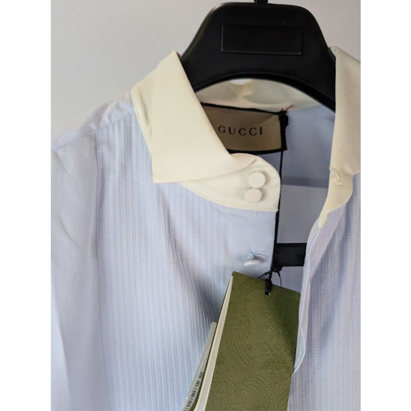 Gucci o1rshd1 Piece Dyed Popeline Boxy Shirt in Baby Blue / Mix Size US M / EU 48-50 / 2 - 9 Thumbnail