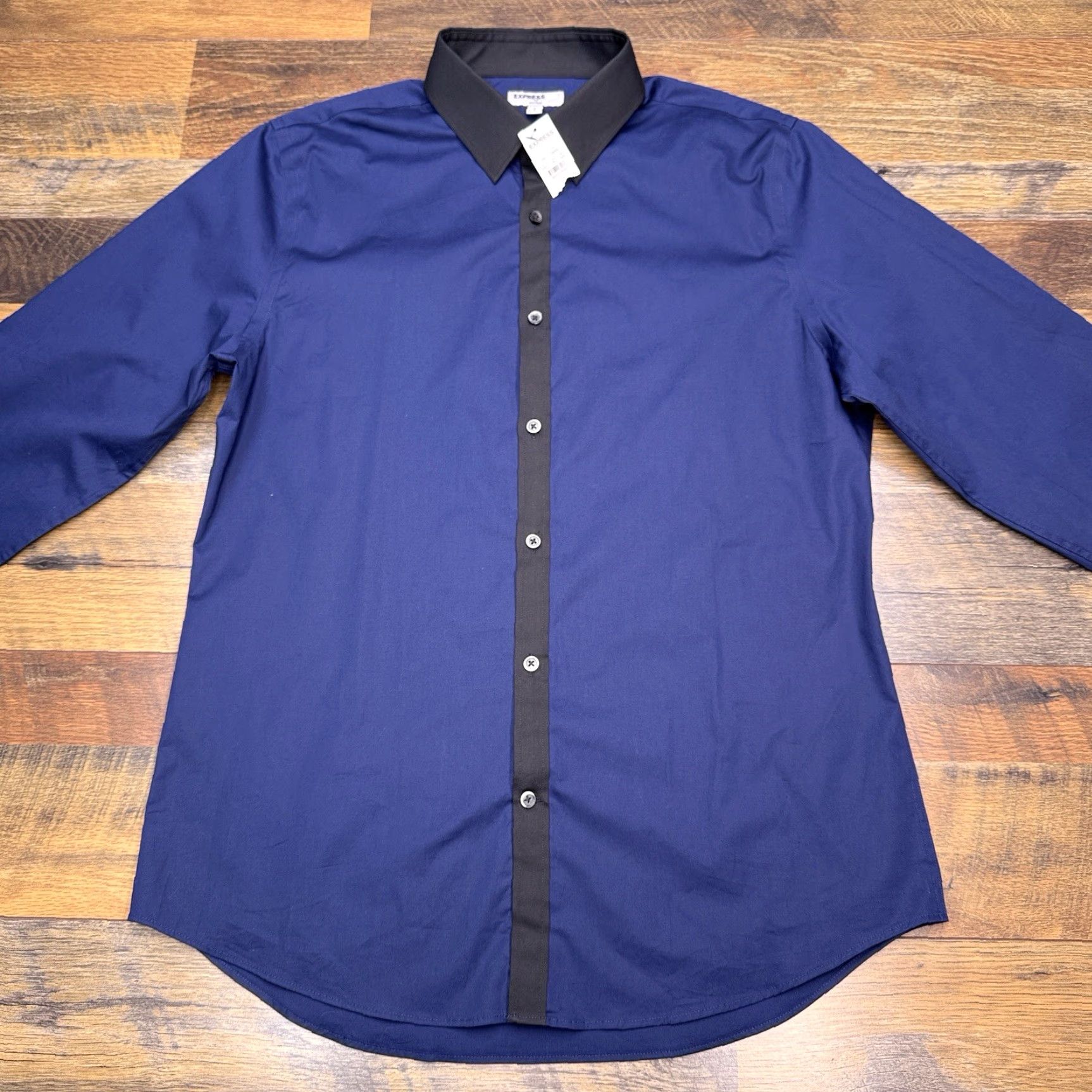 Express Express Shirt Mens Large L Blue Button-Up Slim Stretch Knit Button Up New Size US L / EU 52-54 / 3 - 3 Thumbnail