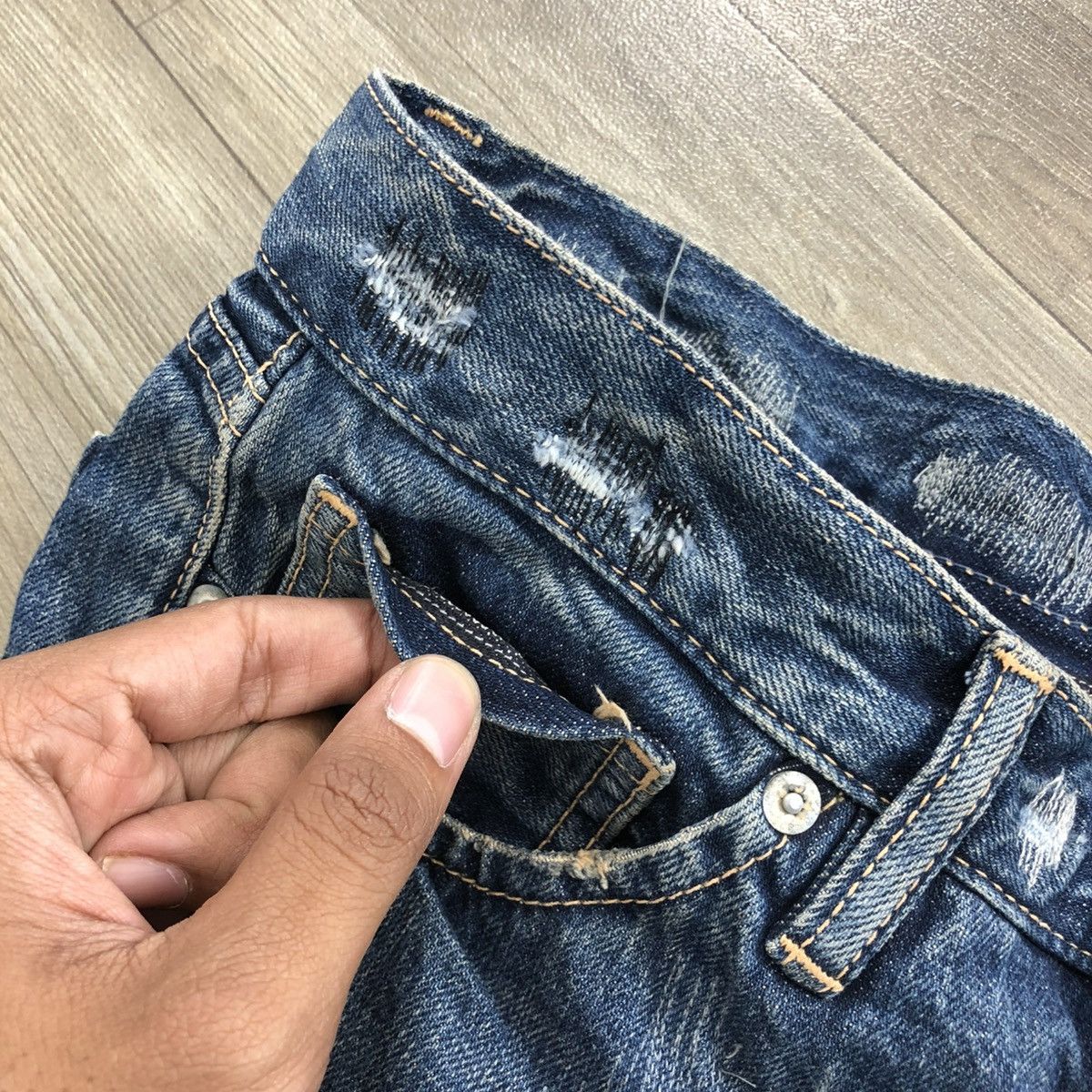 If Six Was Nine × Japanese Brand × Le Grande Bleu (L.G.B.) 🇯🇵2000s Japense Distressed Denim Punk Bootcut Flared Jeans Size US 32 / EU 48 - 17 Thumbnail