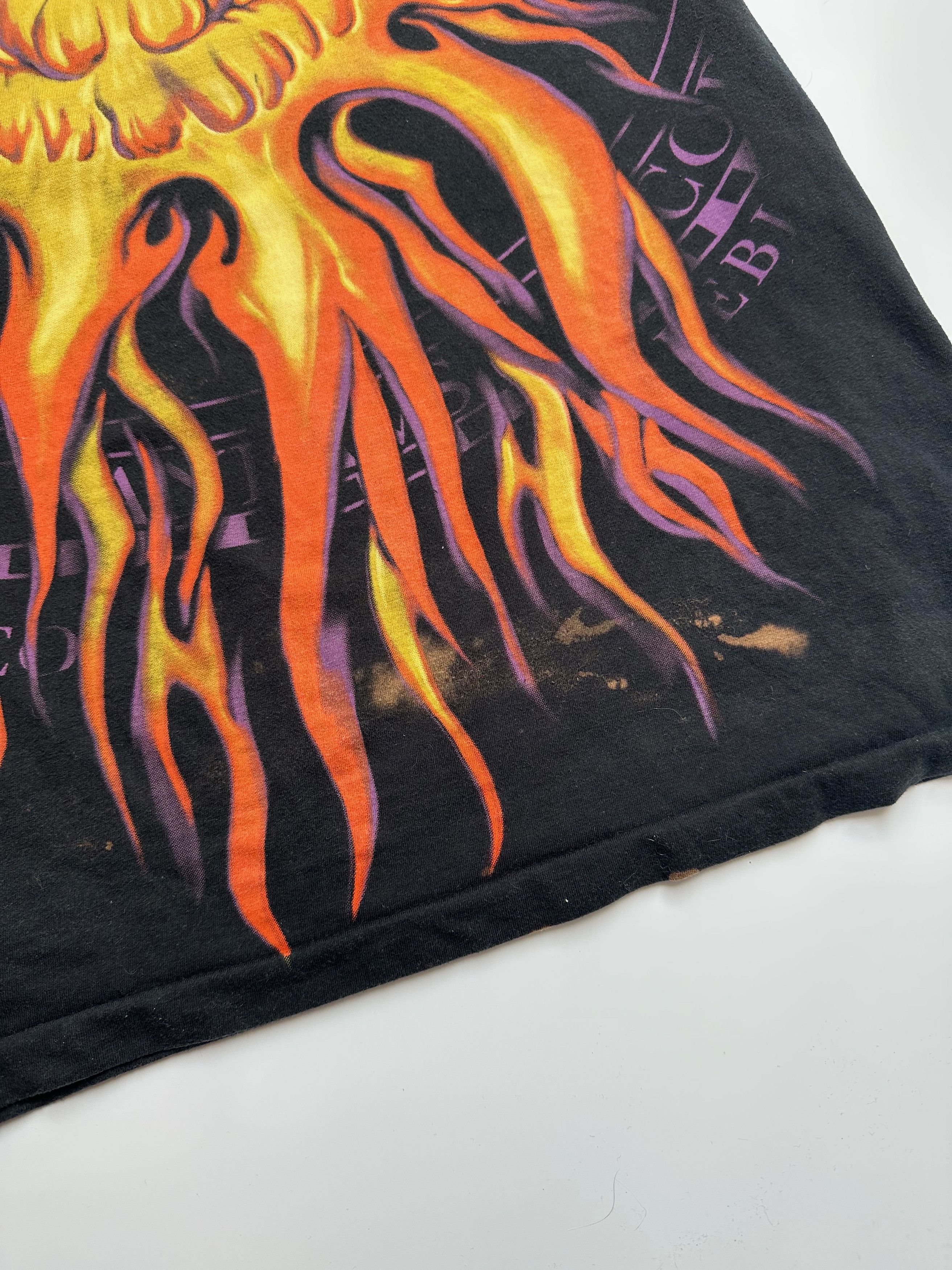Vintage Vintage Rock Eagle Flame fire t shirt faded black over print Size US L / EU 52-54 / 3 - 8 Thumbnail