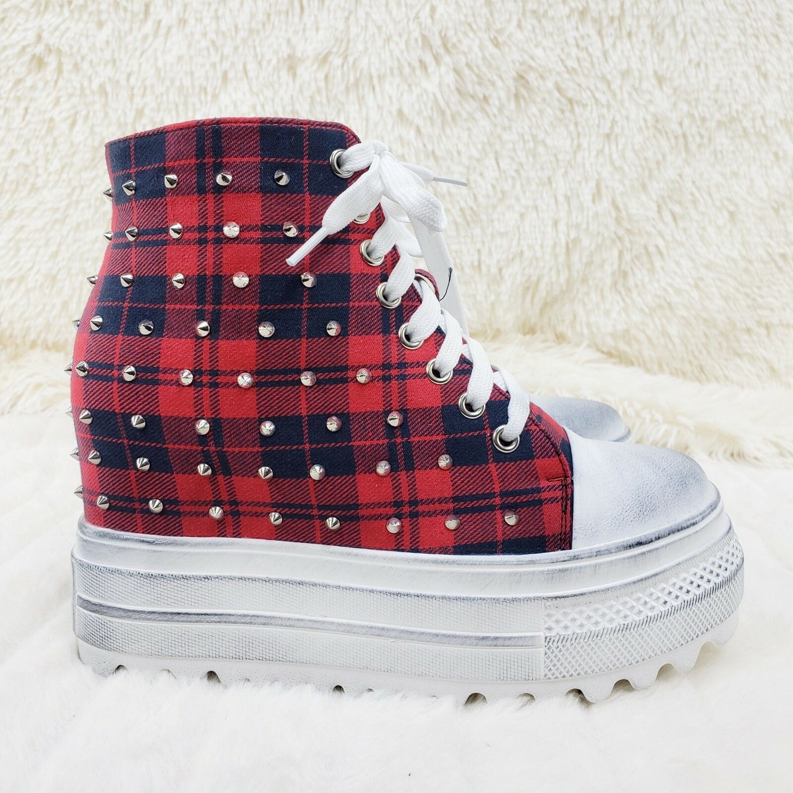 Alexander Wang Wang Cherry Bomb Platform Sneaker Boots Hidden Wedge Red Nav Size US 10 / IT 40 - 5 Thumbnail