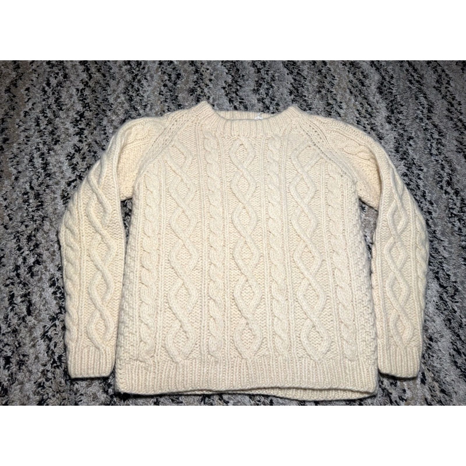 Vintage VINTAGE Dino Pisani Womens Sweater XL Beige Made In Italy Hand Knit Cable Fisherman Thick Wool Pullover 1960s Size XL / US 12-14 / IT 48-50 - 2 Thumbnail