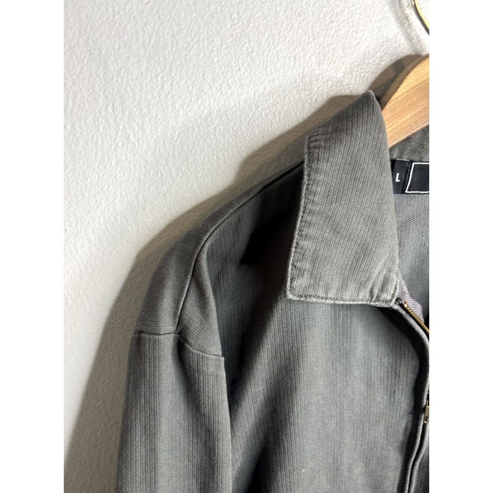 Logo 7 ...Lost Mens Large Gray Cotton Full Zip Striped Logo Bomber Jacket Size US L / EU 52-54 / 3 - 2 Thumbnail