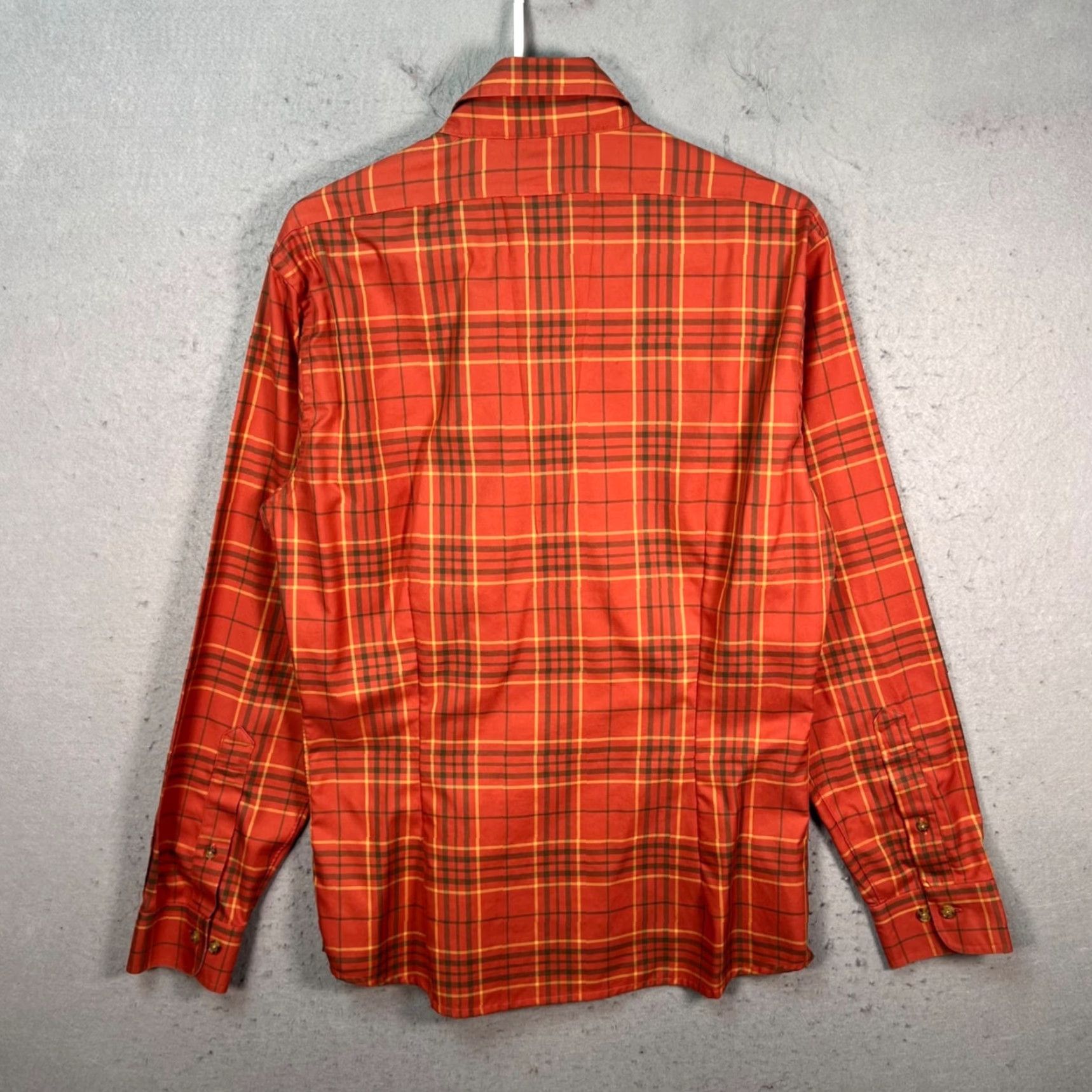 Brooks Brothers Brooks Brothers Mens Medium Slim Fit Non-Iron Plaid Button-Down Shirt Orange Red Size US M / EU 48-50 / 2 - 2 Thumbnail