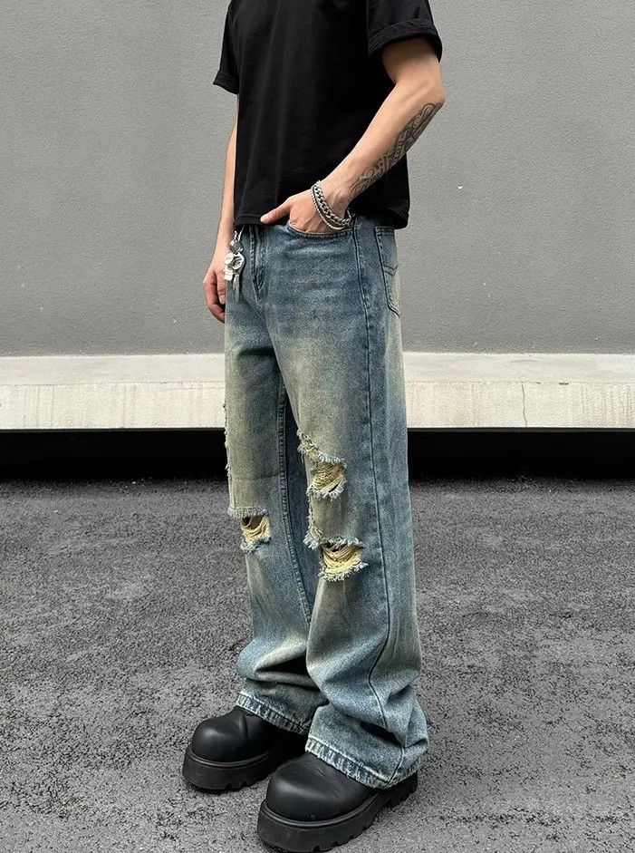 Jean Distressed Denim Jeans, Ripped Jeans Size US 32 / EU 48 - 1 Thumbnail
