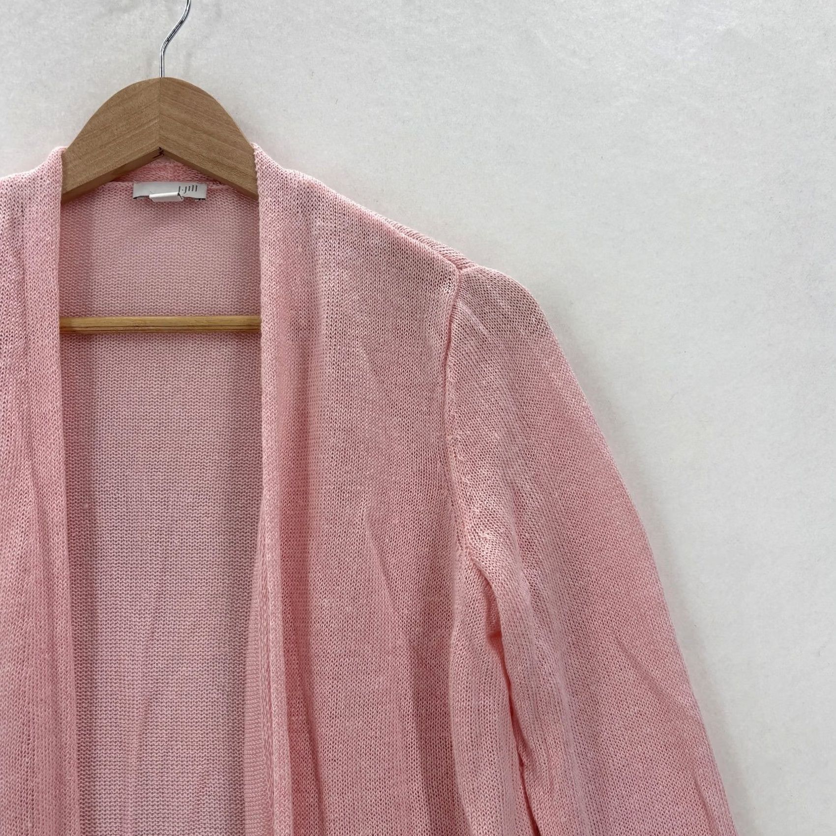 J. Jill J. Jill Cardigan Sweater Womens S Pink Linen Open Front Pockets Lightweight Knit Open Knit V-Neck Casual 90s None Mens Womens Girls Boys Size S / US 4 / IT 40 - 2 Thumbnail