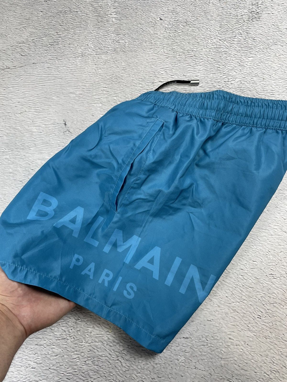 Balmain Balmain blue basic logo print swim shorts trunks Small Size US 31 - 3 Thumbnail