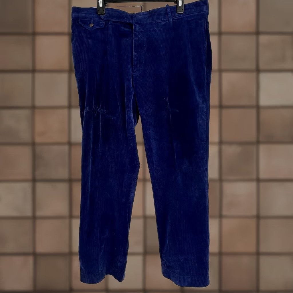 Ralph Lauren VINTAGE Ralph Lauren Mens Pants Dress Pants Corduroy 36x30 Blue 90s Straight Pocket Mens Size US 36 / EU 52 - 1 Thumbnail