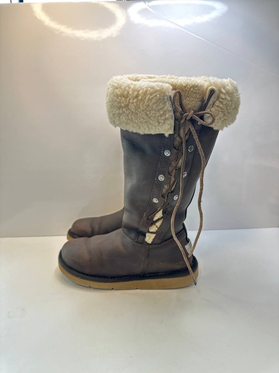 Ugg UGG Australia Upside Brown Leather Tall Winter Boots Size 6 Size US 6 / IT 36 - 2 Thumbnail