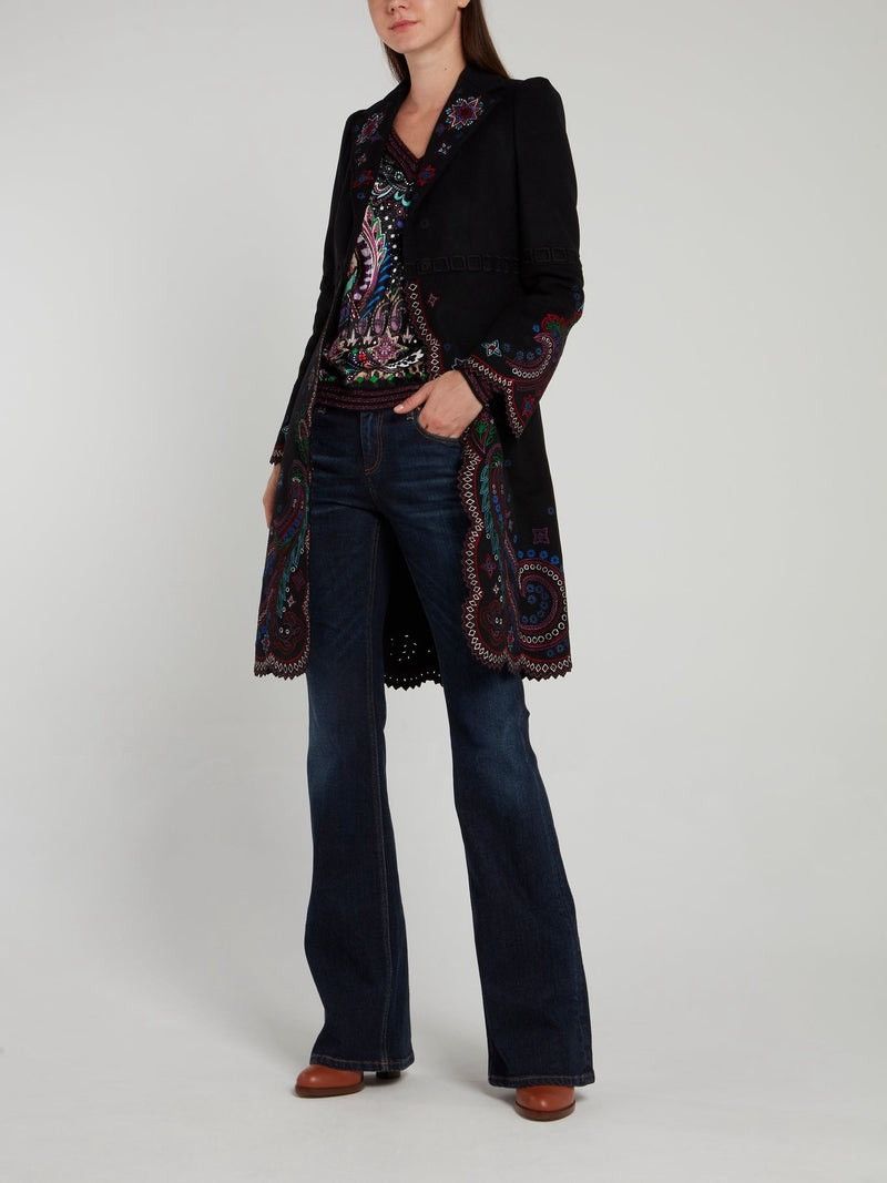 Roberto Cavalli Roberto Cavalli Women’s Snake Embroidered Flared Jeans Size US 38 / EU 54 - 4 Thumbnail