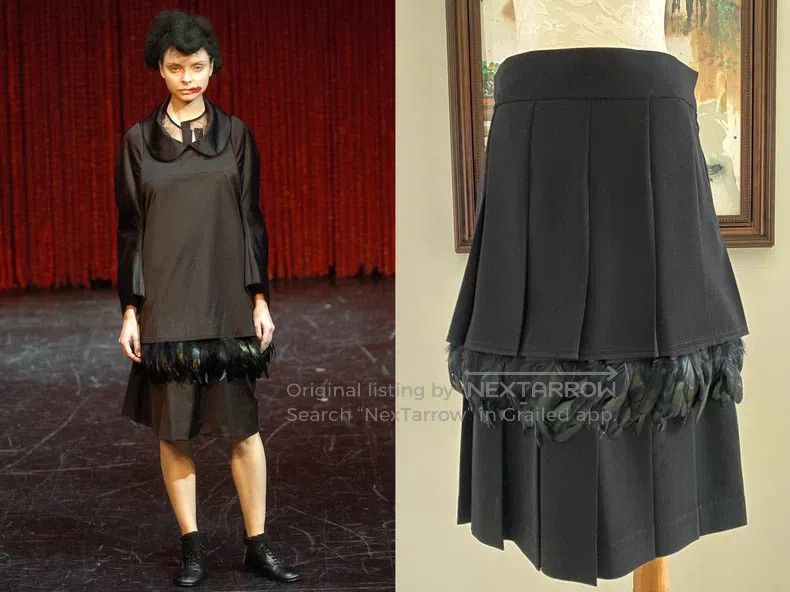 Comme des Garcons Comme Des Garcons size S Black feather layered pleated ski Size 23" - 1 Thumbnail