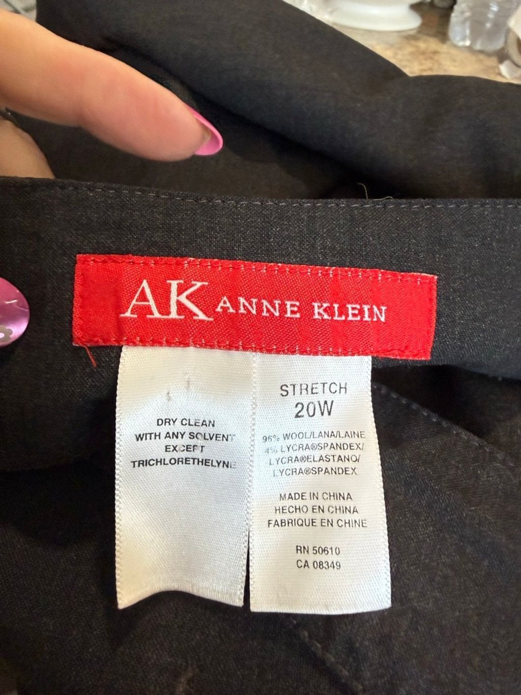 Anne Klein Women's Anne Klein Gray Stretch Trousers Plus Size 20W Size 42" / US 20 - 4 Thumbnail