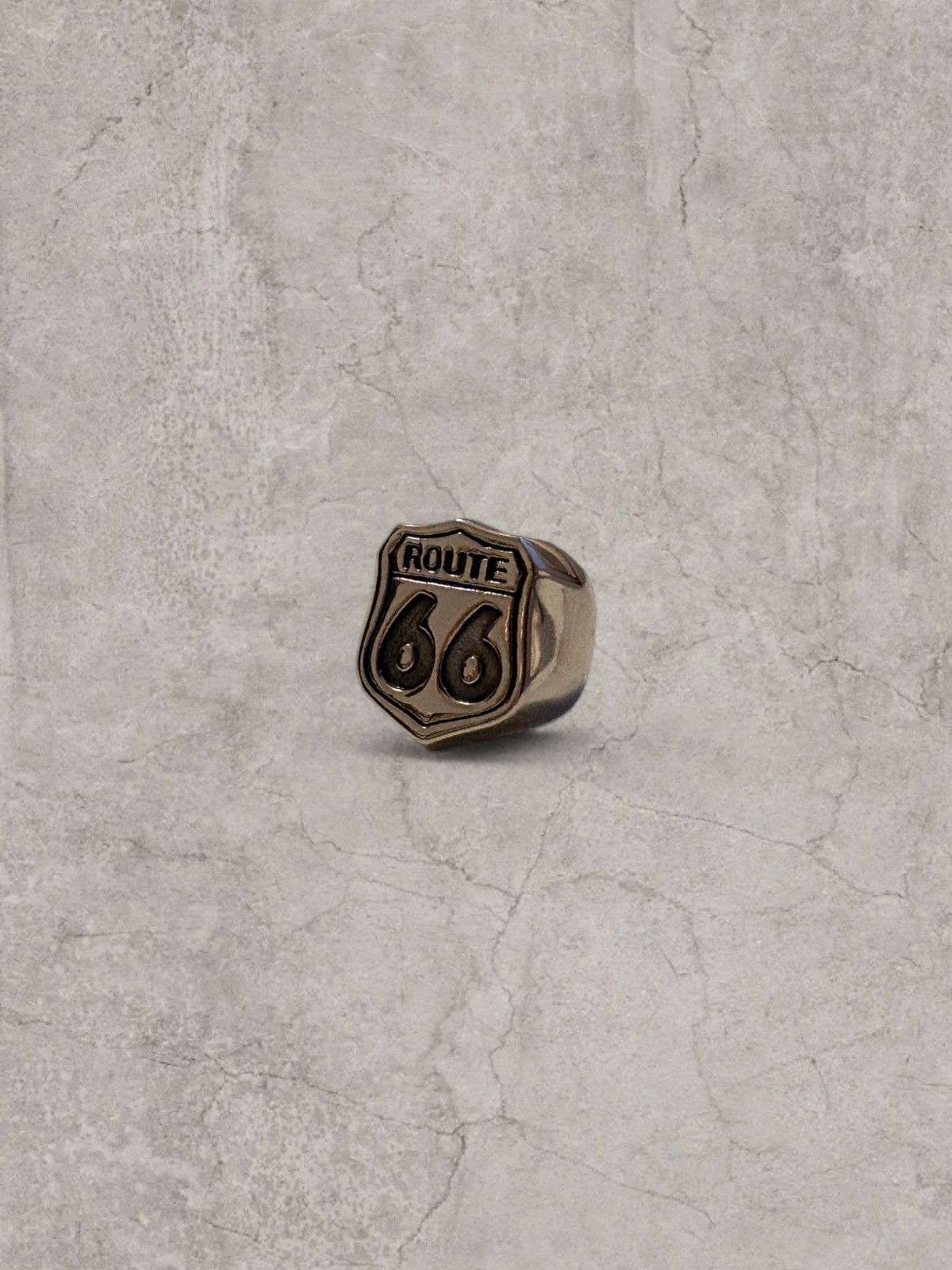 Japanese Brand Chunky vintage stainless steel ring, Route 66. One size. Size ONE SIZE - 2 Thumbnail