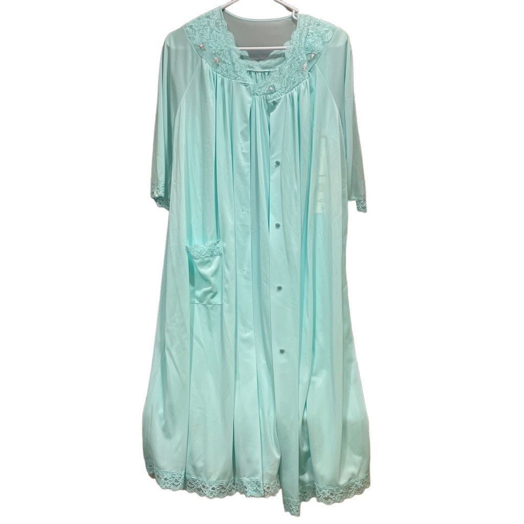 Vintage Vtg 70s Shadowline Womens Peignoir Set M Robin Egg Blue Mad Size ONE SIZE - 1 Thumbnail