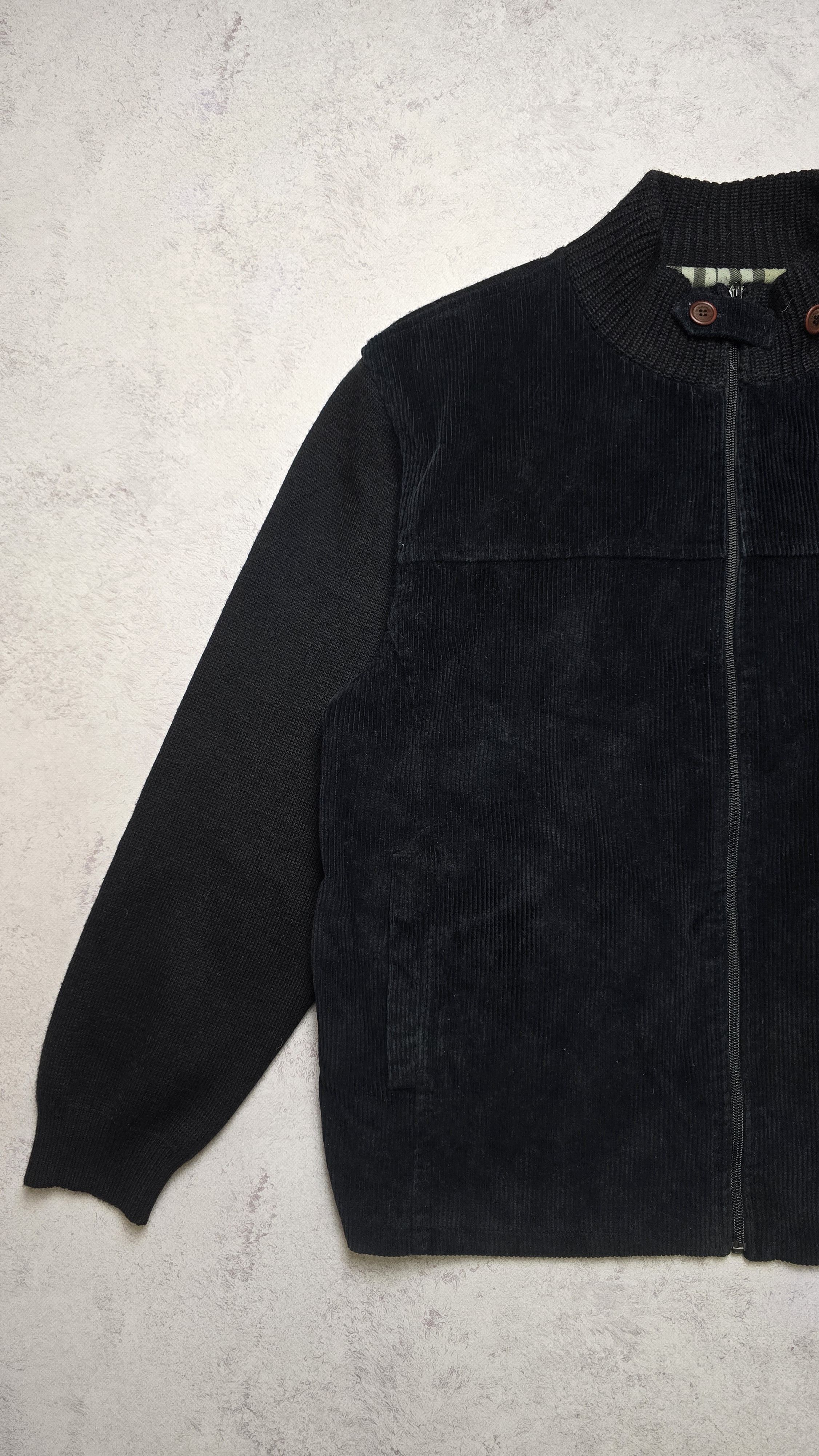 Burberry Sweater Jacket Merino Wool Corduroy Zip Nova Check Lined Size US XL / EU 56 / 4 - 8 Thumbnail