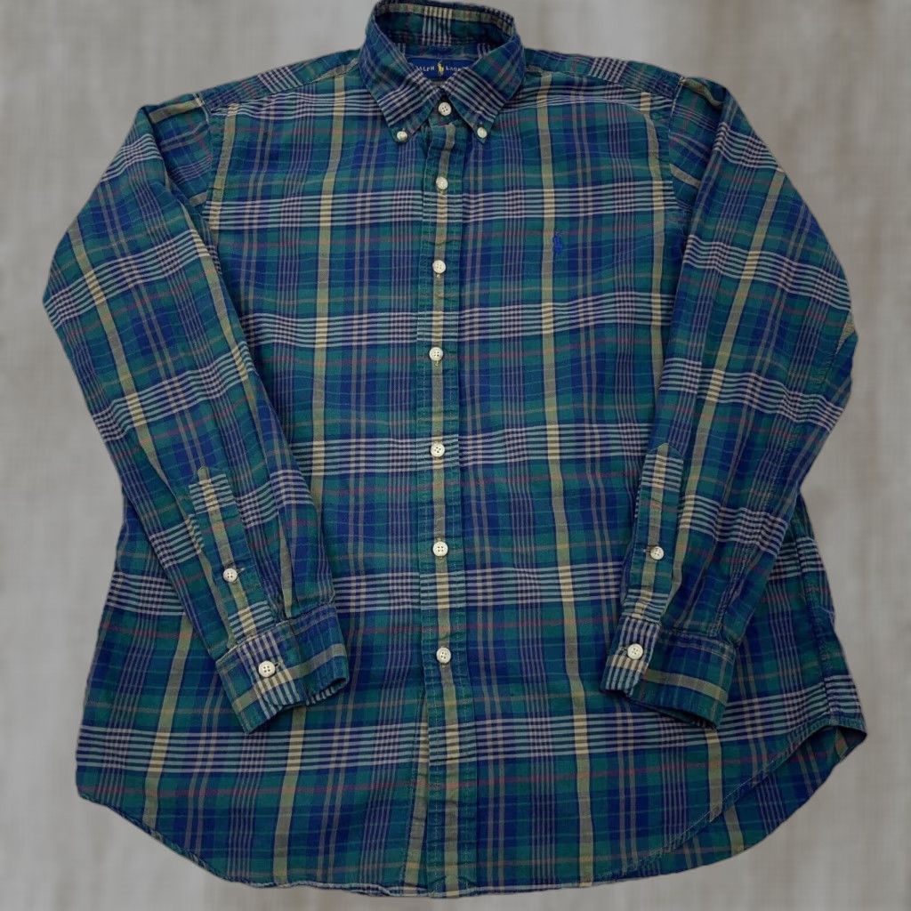 Ralph Lauren Ralph Lauren Shirt Men Medium Green Blue Plaid Button-Up Tartan Casual Dress A36 Size US M / EU 48-50 / 2 - 1 Thumbnail