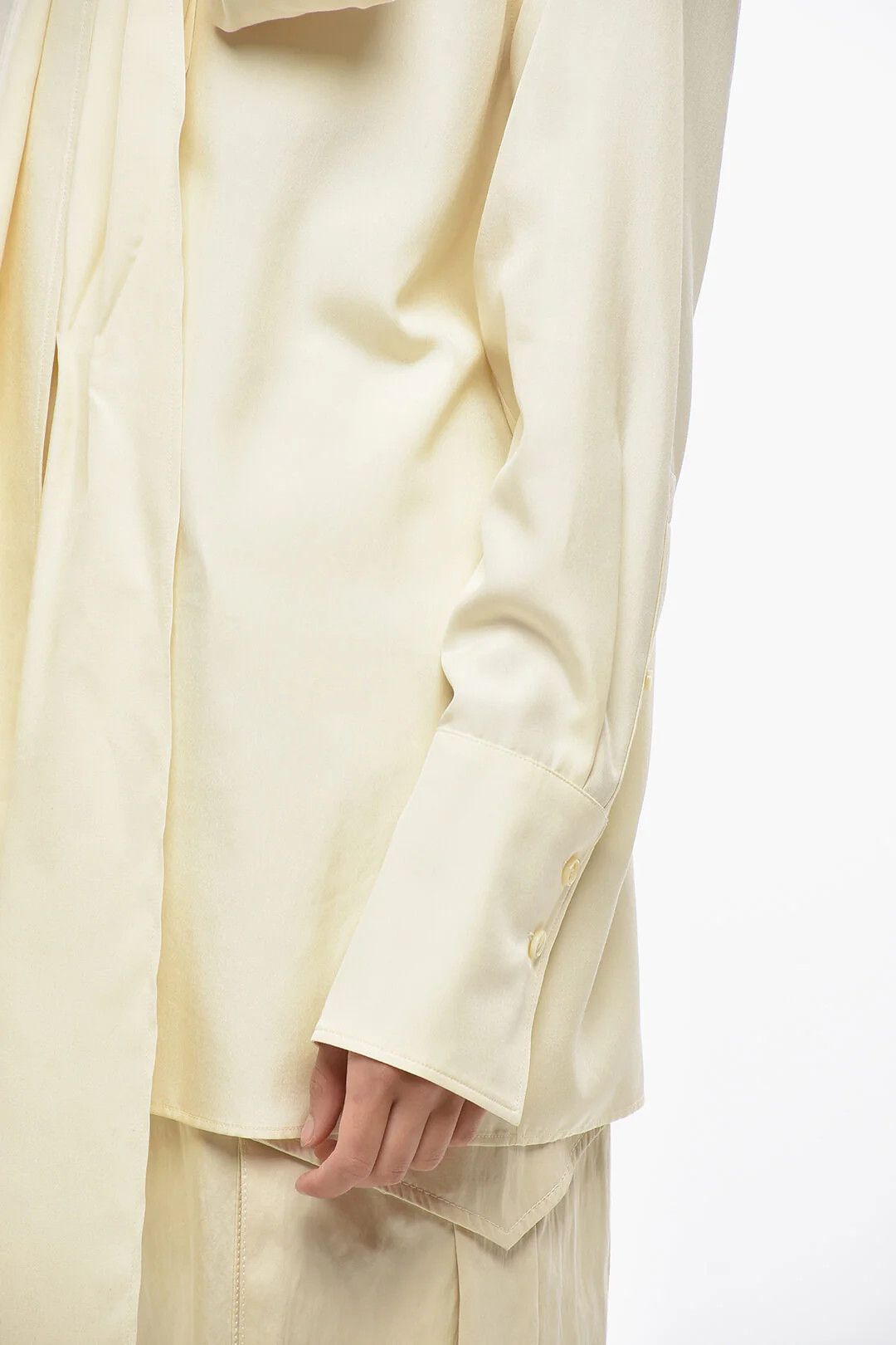 Givenchy og1mm0326 Silk Tie-Neck Blouse in Yellow Size M / US 6-8 / IT 42-44 - 3 Thumbnail