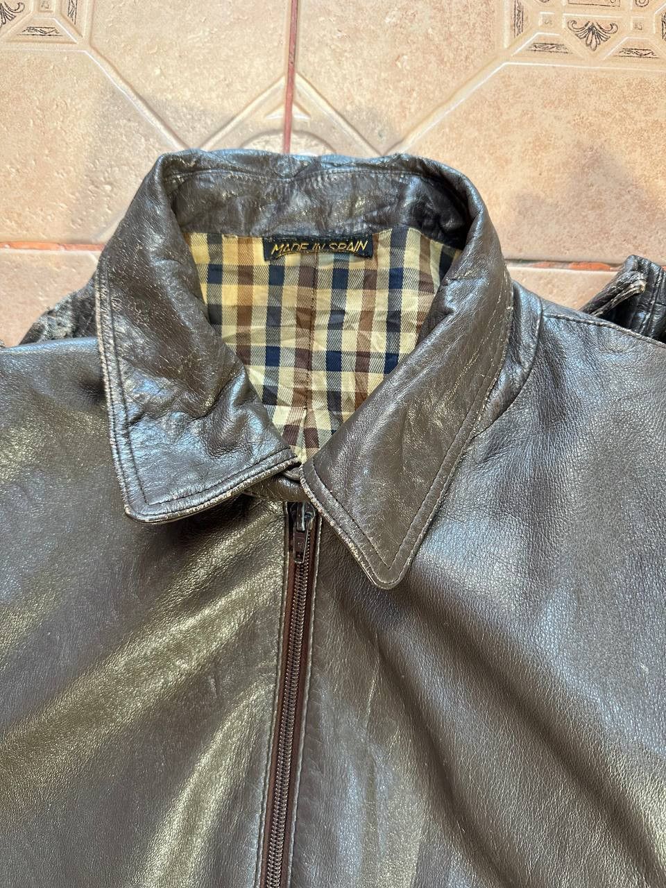 Aquascutum Aquascutum Tartan Lined Leather Jacket Size US M / EU 48-50 / 2 - 15 Thumbnail