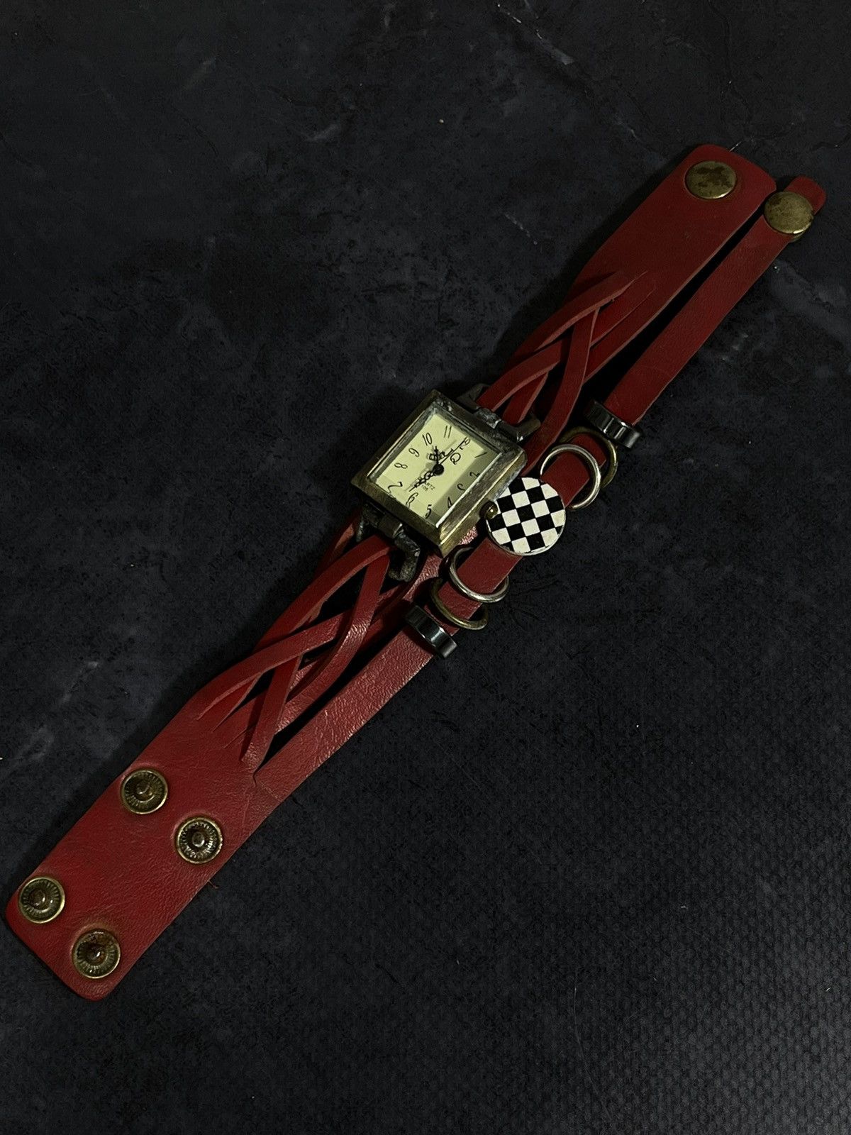 Jewelry x Vintage Red Leather Wrap Watch, Unique Boho Style, Women's