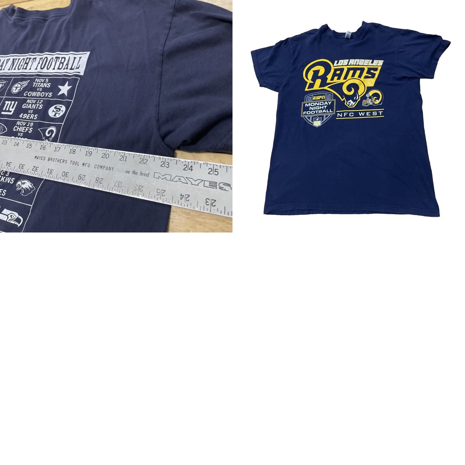 American Apparel American Apparel NFL Los Angeles Rams 2018 Monday Night Football Shirt Blue Tee XL Men Crew Neck Short Sleeve Cotton Logo Graphic"} Size US XL / EU 56 / 4 - 11 Thumbnail