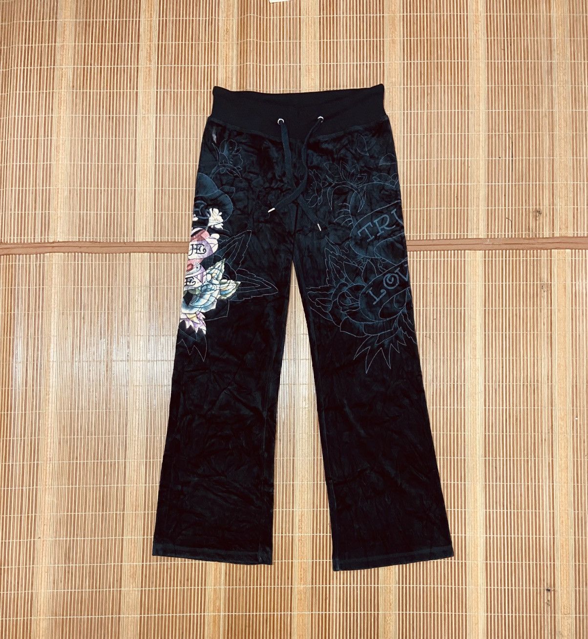 Ed Hardy ED HARDY TRUE LOVE VELVET SWEATPANTS Size 26" / US 2 / IT 38 - 1 Thumbnail