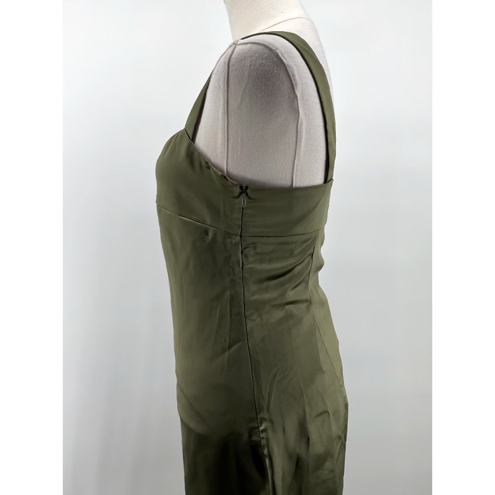 PEPPERMAYO Dress Womens S Green Slip Dress Short Satin Strappy Lined Zipper