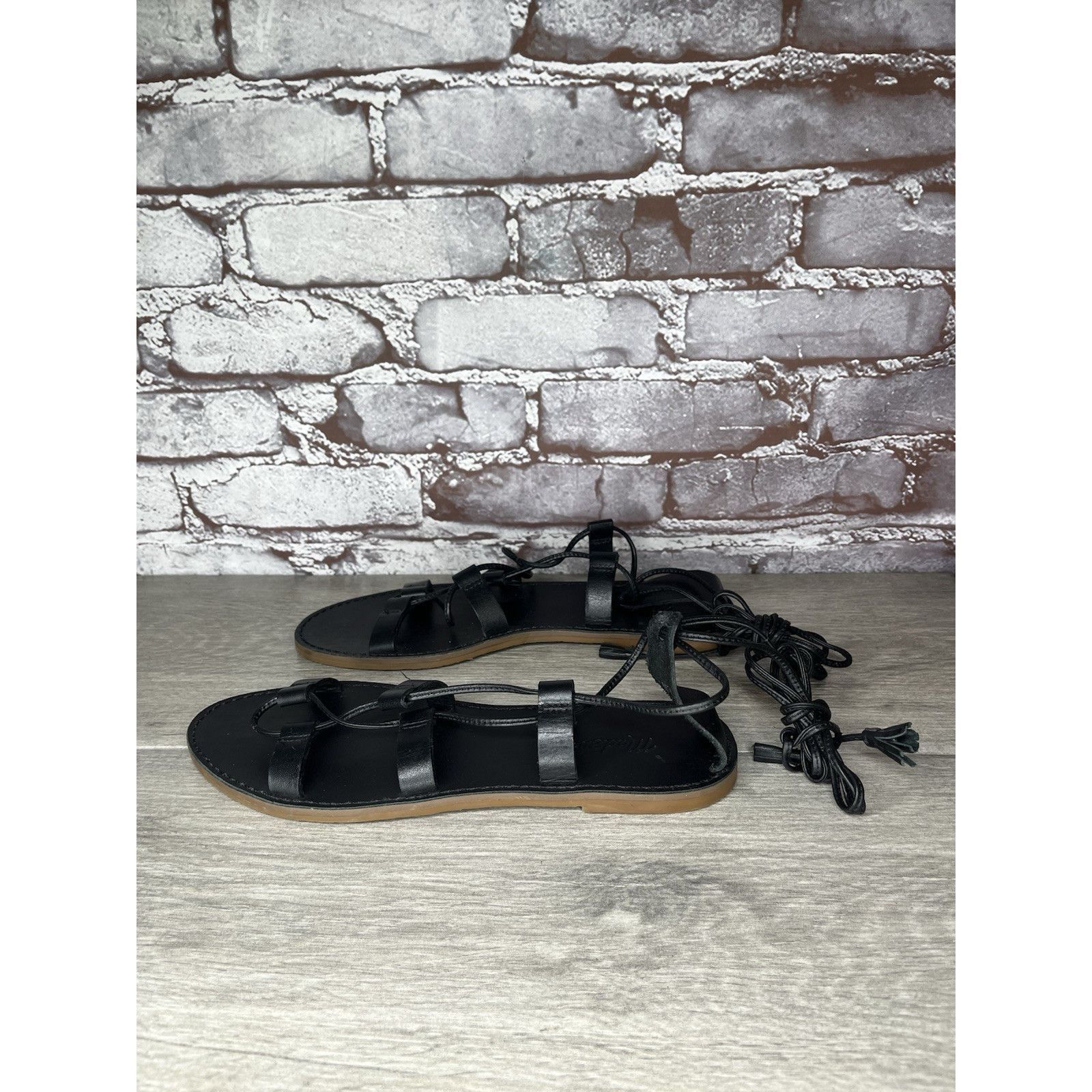 Madewell Madewell Boardwalk Black Leather Gladiator Lace Up Sandals W Size US 8 / IT 38 - 18 Thumbnail