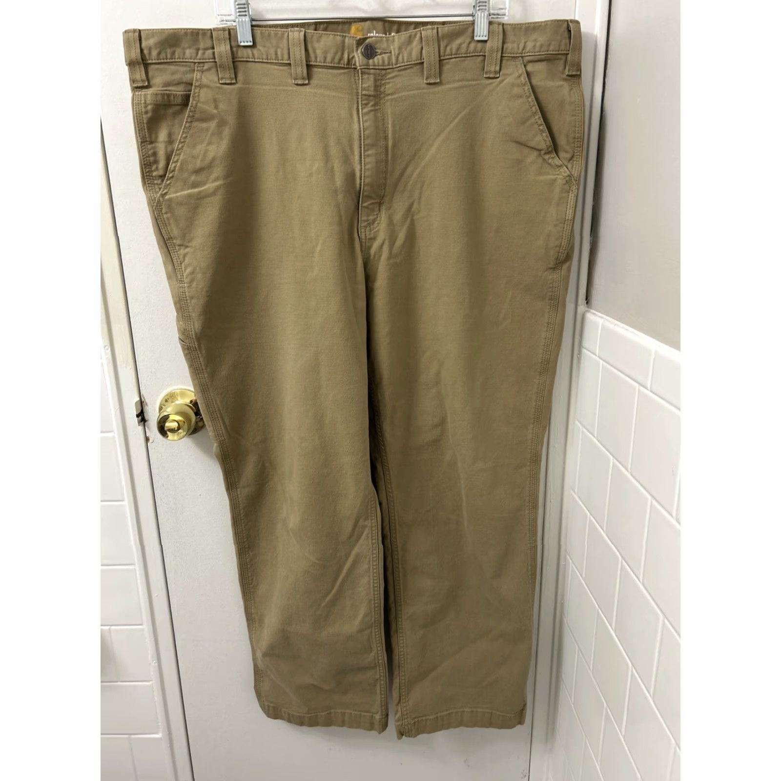 Carhartt VINTAGE Carhartt Work Pants 44x30 Brown Relax Fit Straight Rugged Flex 102291-253 Mens Size US 44 / EU 60 - 2 Thumbnail