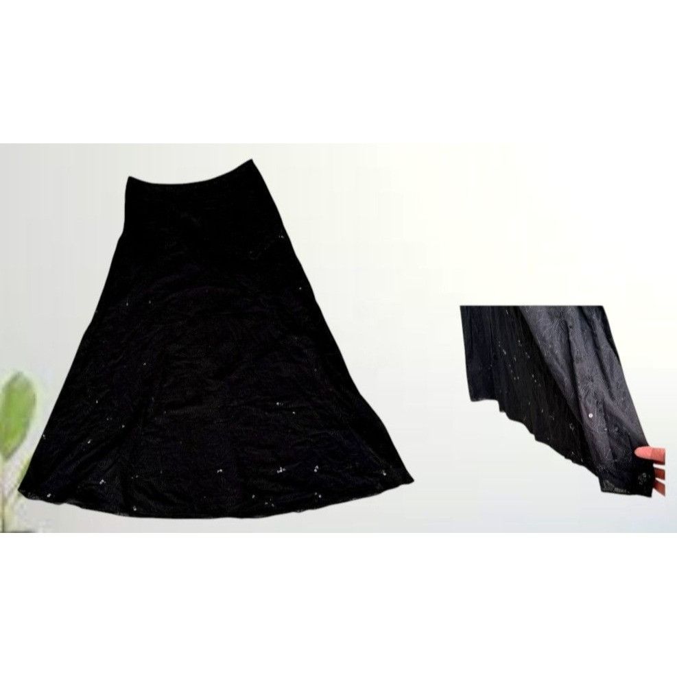 Liz Claiborne Vintage Liz Claiborne Black Sequined Maxi Skirt Size 6 Embro Size 28" / US 6 / IT 42 - 10 Thumbnail