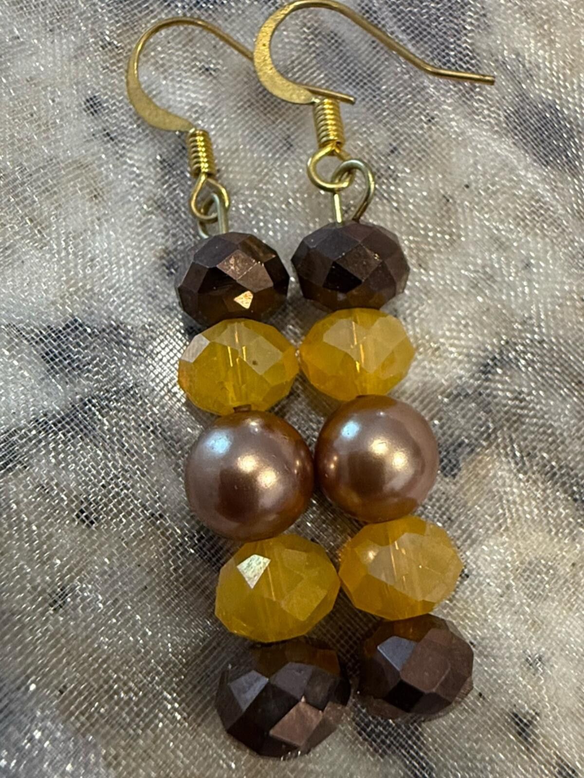 Other Neutral beaded dangle earrings brown gold & bronze Size ONE SIZE - 2 Thumbnail