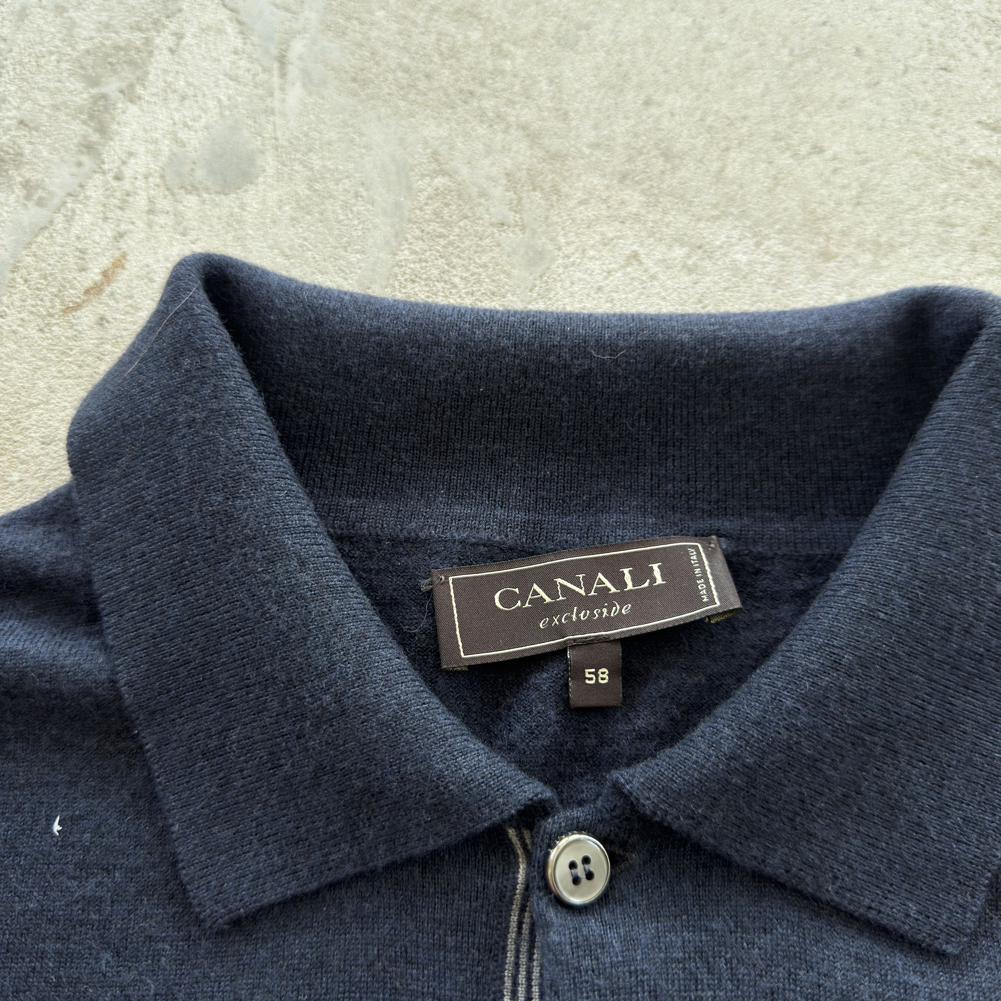 Canali Canali Exclusive Navy Long Sleeve Wool Polo Shirt Size 58 Size US M / EU 48-50 / 2 - 6 Thumbnail