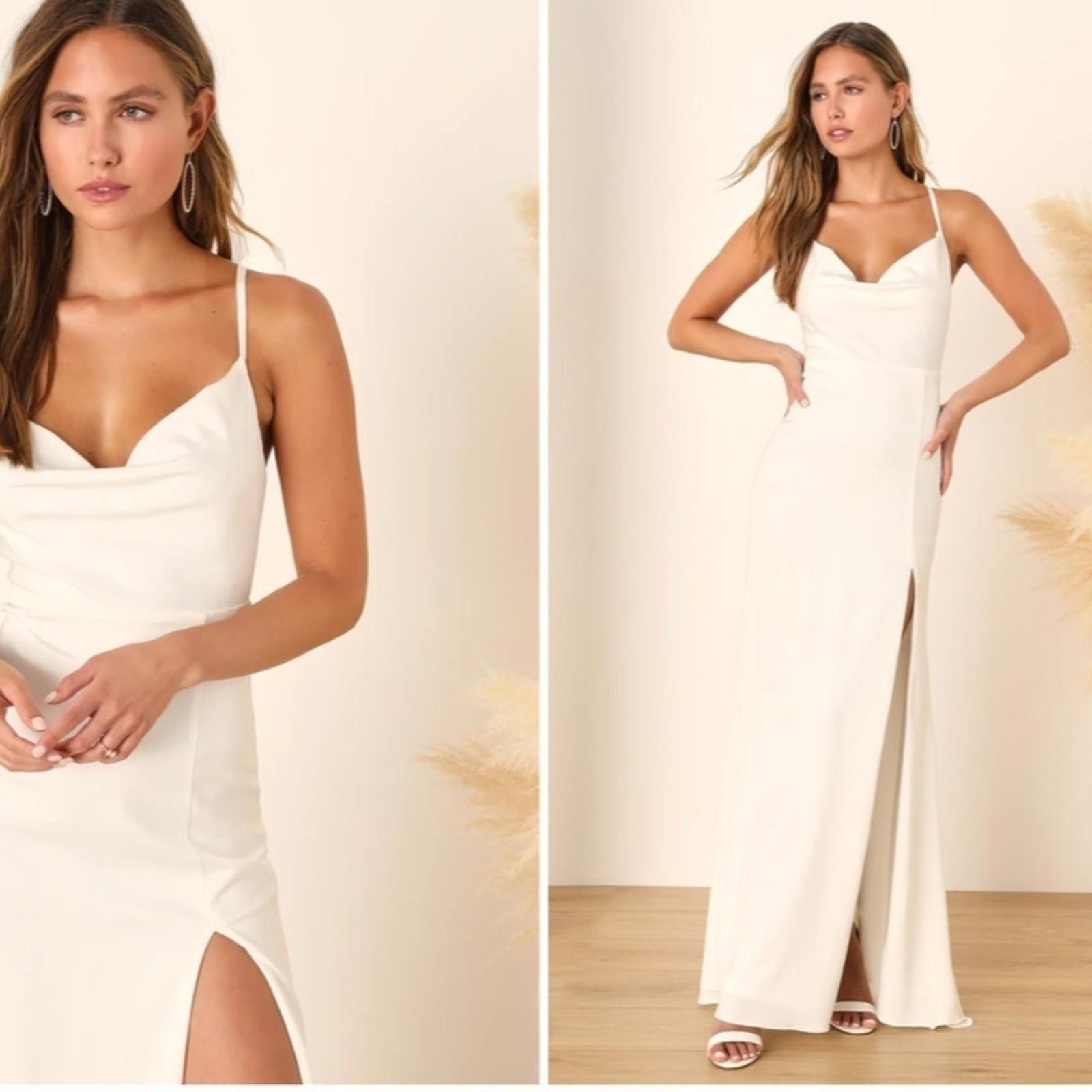 Lulus LULU's Bridal Sexy Sophisticated Satin Chic Wedding Gown Size XS / US 0-2 / IT 36-38 - 3 Thumbnail