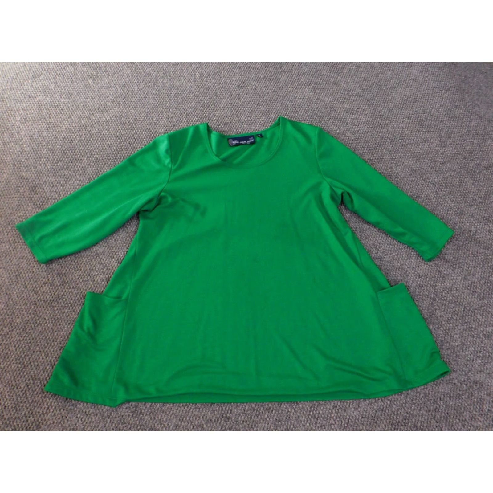 Vintage Susan Graver Shirt Womens M Green Long Sleeve Collared Button-Up Pullover Pocketed Stretch Knit Basic Casual Vintage? No (do not include vintage) Size M / US 6-8 / IT 42-44 - 5 Thumbnail