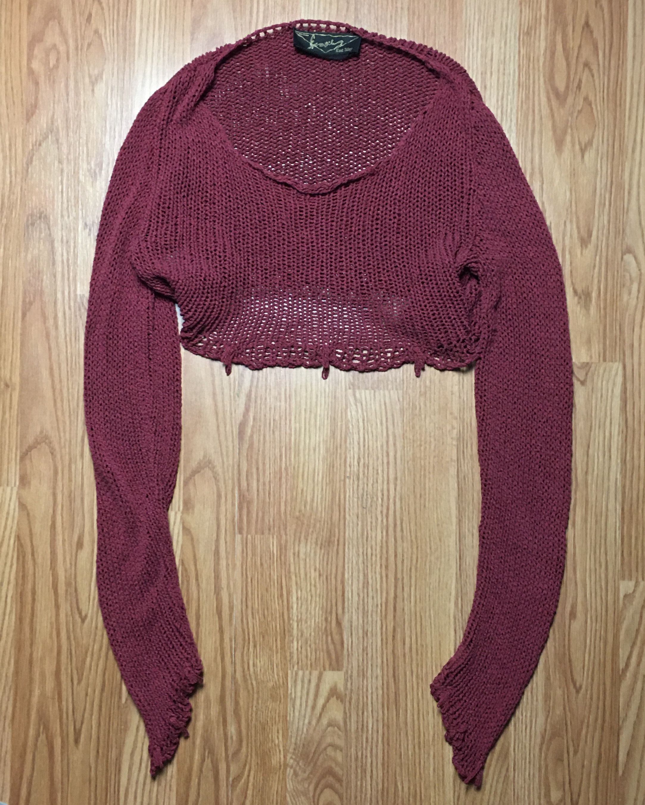 Designer Kaat Tіlley Belgium Vintage Silk Blend Knit Crop Top M Size M / US 6-8 / IT 42-44 - 5 Thumbnail