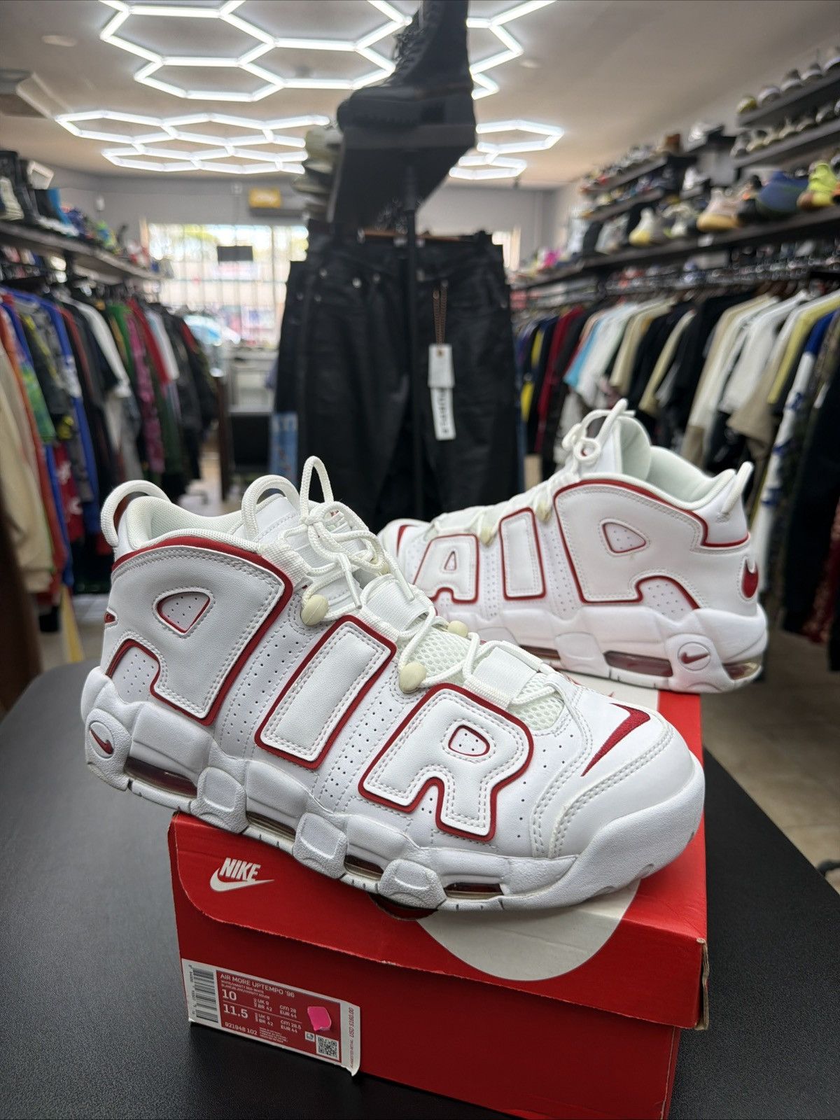 Nike Size 10 - Nike Air More Uptempo White Varsity Red 2021 Size US 10 / EU 43 - 3 Thumbnail