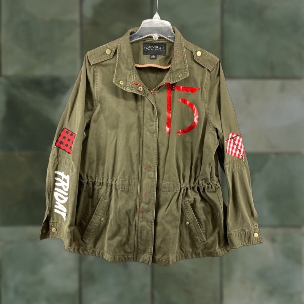 Forever 21 FOREVER 21 Jacket Womens 2X Plus Size Military Style Crystal Lake Horror Green Canvas Cotton Collar Zip Shirt Womens 90s Fashion Size XXL / US 16-18 / IT 52-54 - 1 Thumbnail