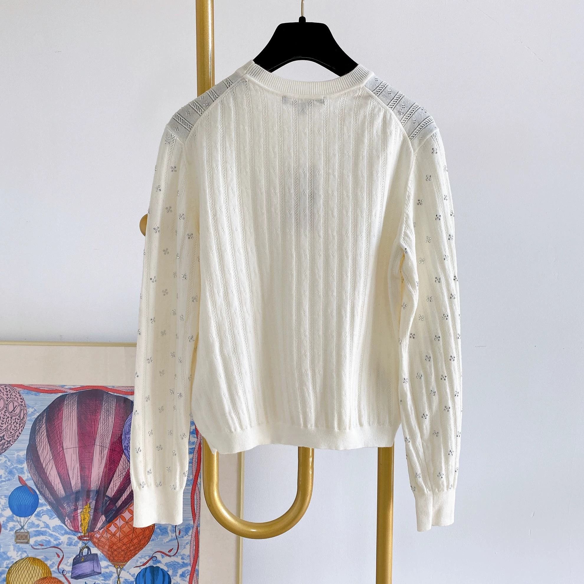 Maje Maje White Crystal-Embellished Knit Pullover Size 1 Size S / US 4 / IT 40 - 2 Thumbnail