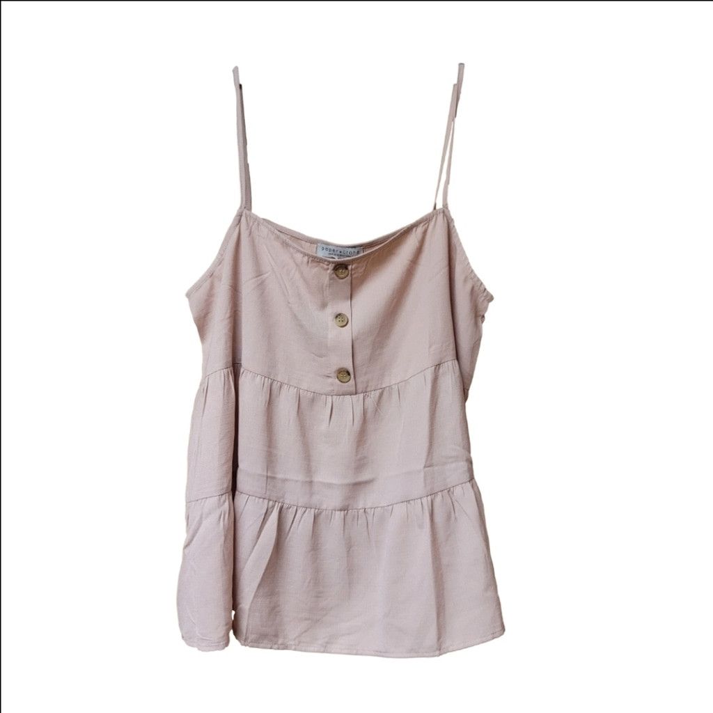 Other NWT Anthropologies Paper Crane Tiered Ruffle Tank Baby Pink Size L / US 10 / IT 46 - 4 Thumbnail