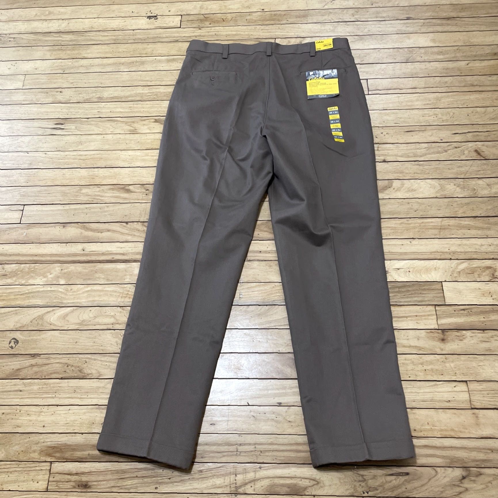 Vintage Cabela's Chino Pants Men 38x34 Brown AccuWaist Pleated Front Straight Twill NEW Size US 38 / EU 54 - 3 Thumbnail