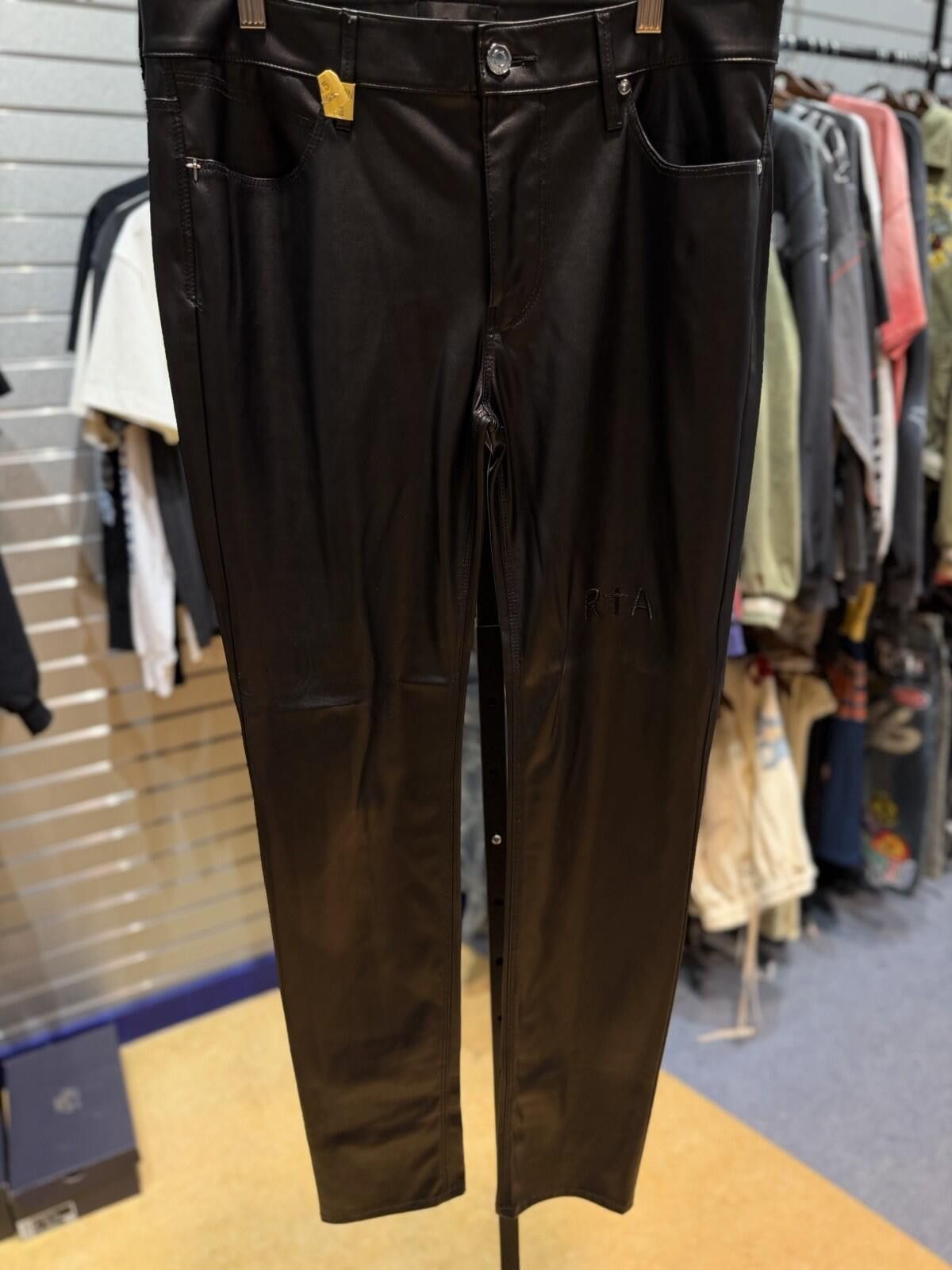 Rta RTA Black Leather Men's Straight Leg Casual Pants Size 31 Size US 31 - 1 Thumbnail