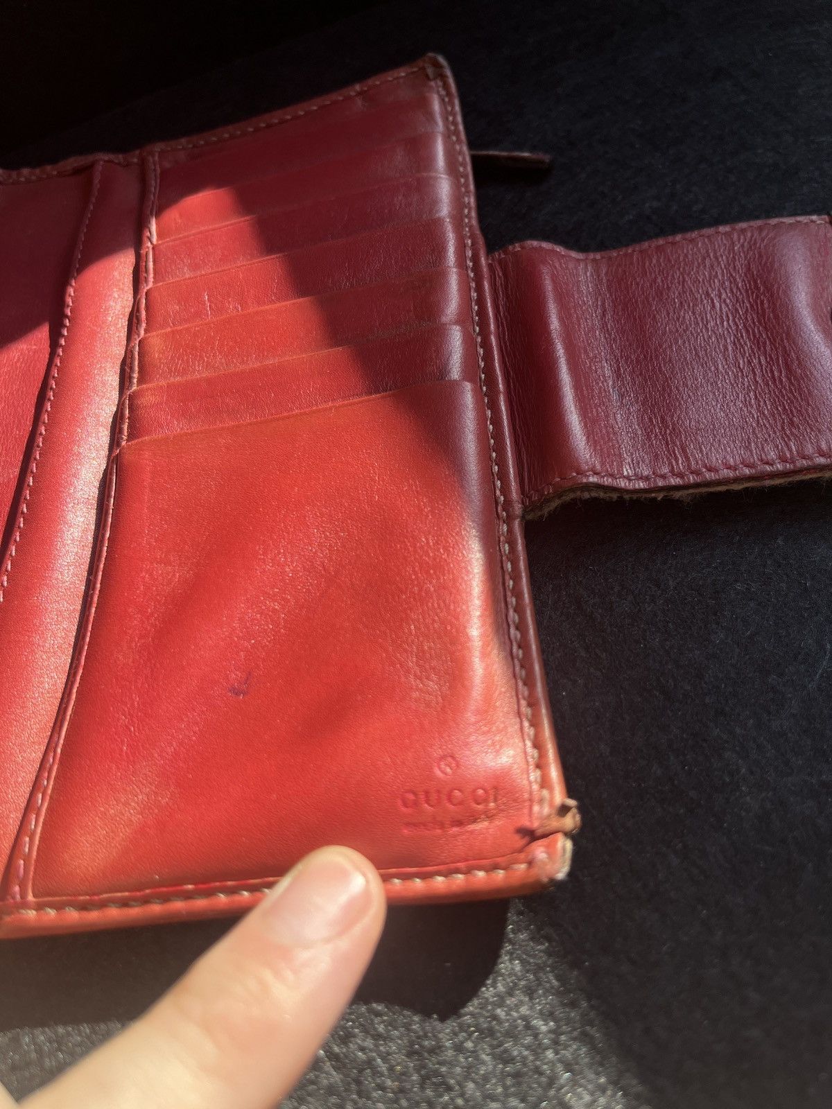 Gucci × Vintage Vintage long monogrammed and leather sherry stripe wallet Size ONE SIZE - 20 Thumbnail