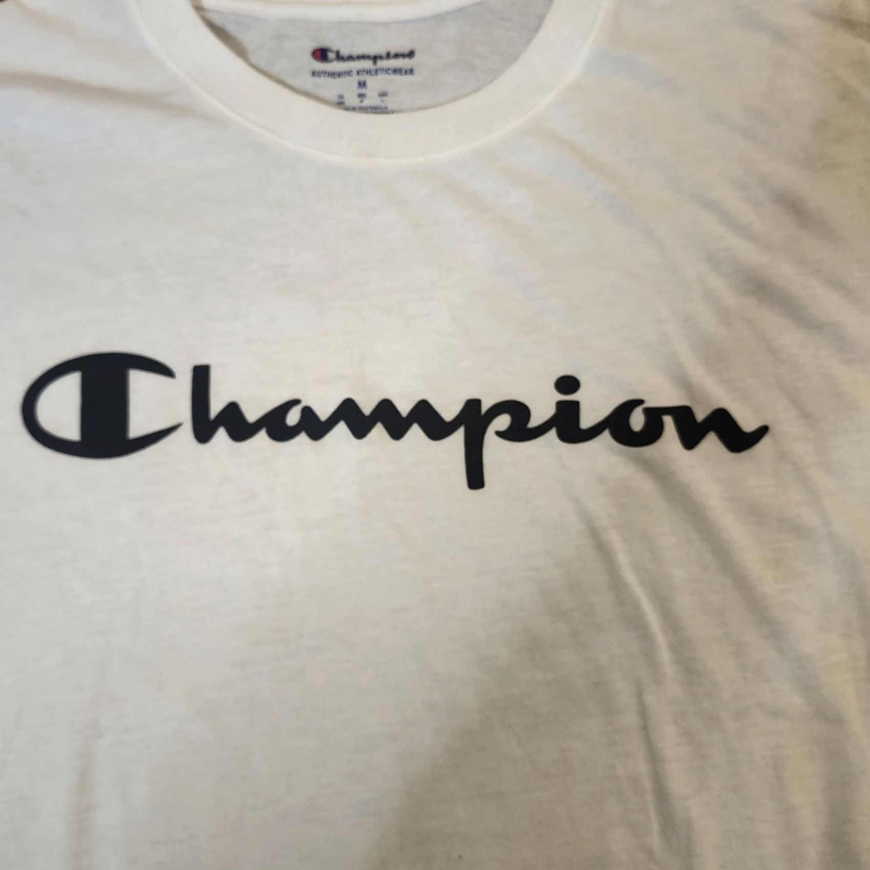 Champion Champion Men's White Logo Short Sleeve T-shirt Tee - Size M Size US M / EU 48-50 / 2 - 3 Thumbnail