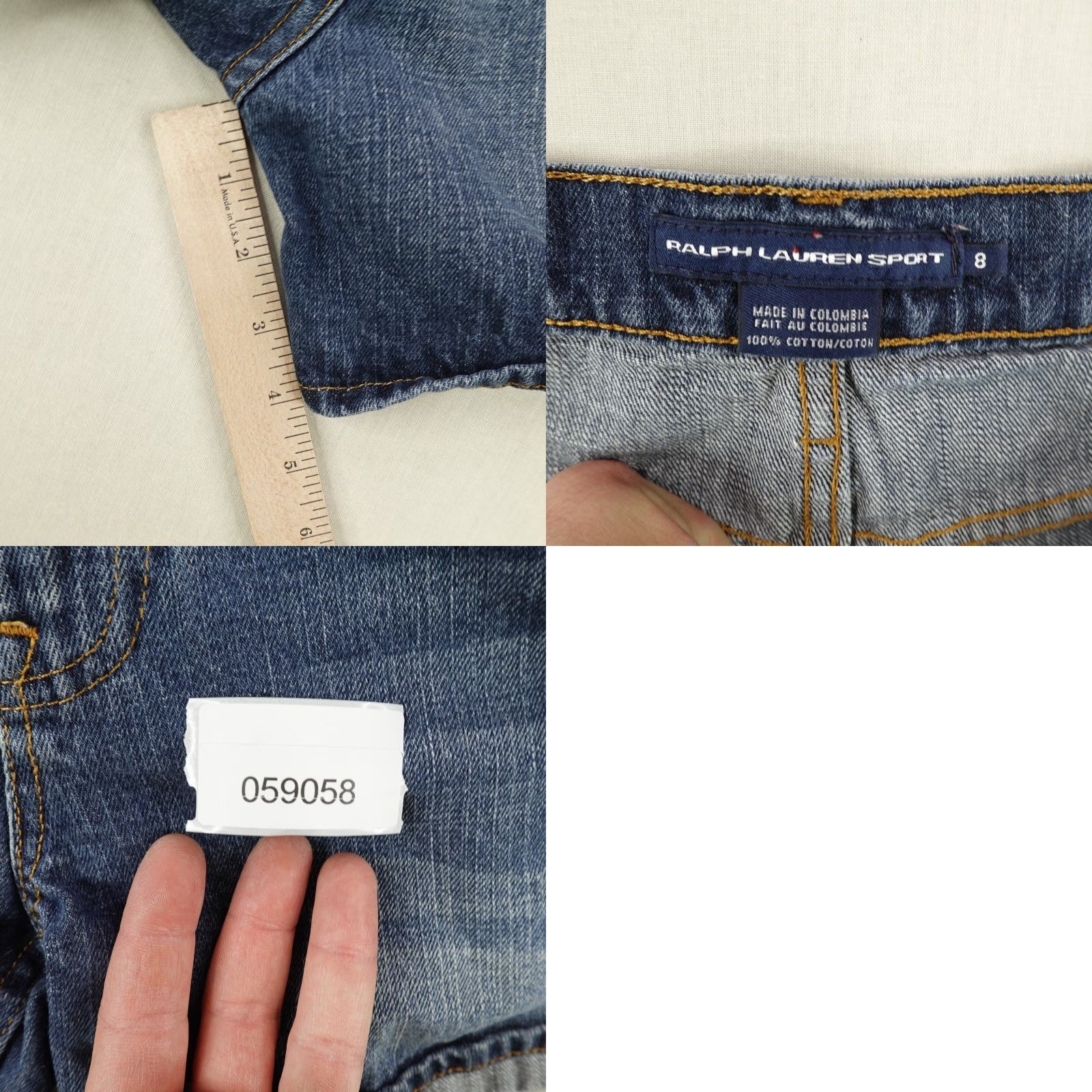 Polo Ralph Lauren VINTAGE Ralph Lauren Sport Shorts Womens 8 Denim Blue 33x4 High Rise Jorts Pony Logo 90s Womens Size 33" - 8 Thumbnail