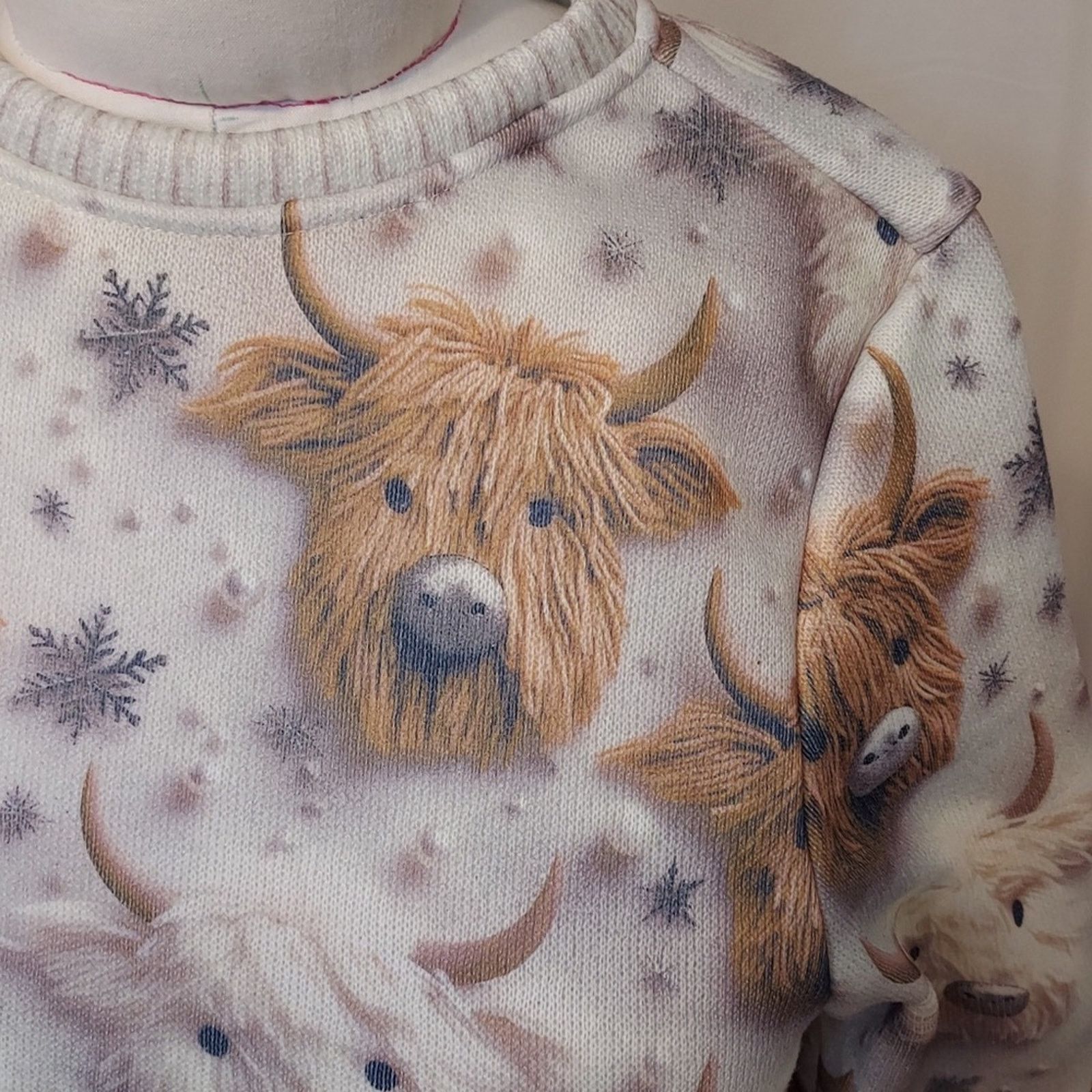 Other Knit Winter Cow Lover Beaded Yarn Animal Long Sleeve Sweater Size M / US 6-8 / IT 42-44 - 5 Thumbnail