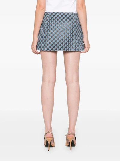 Gucci oc11z1125 Bouclé Wool Mini Skirt With GG Shadow in Blue Size 26" / US 2 / IT 38 - 6 Thumbnail
