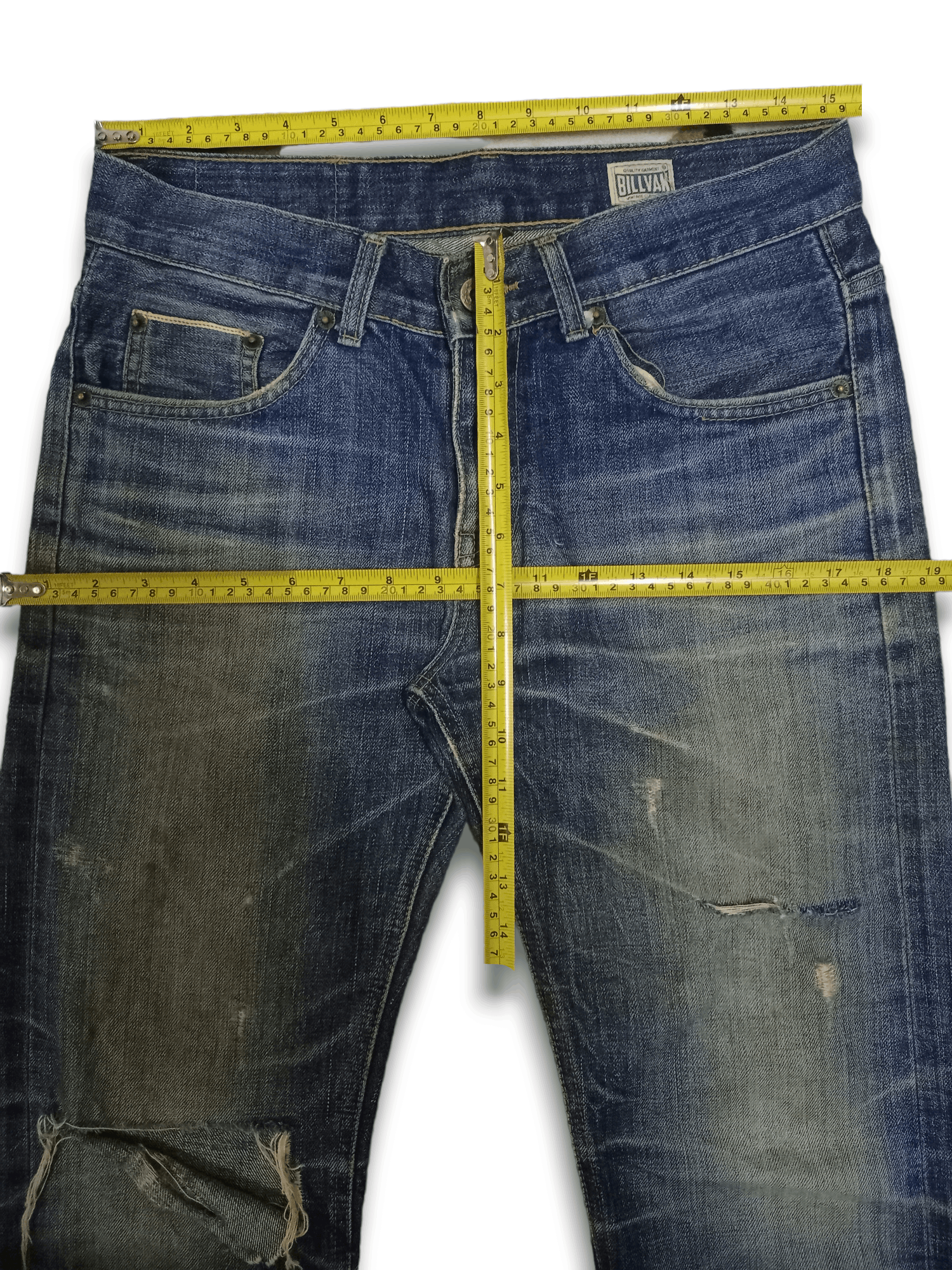 Japanese Brand Vintage BILLVAN Mud Wash Distressed Selvedge Loose Jeans Size US 31 - 11 Thumbnail